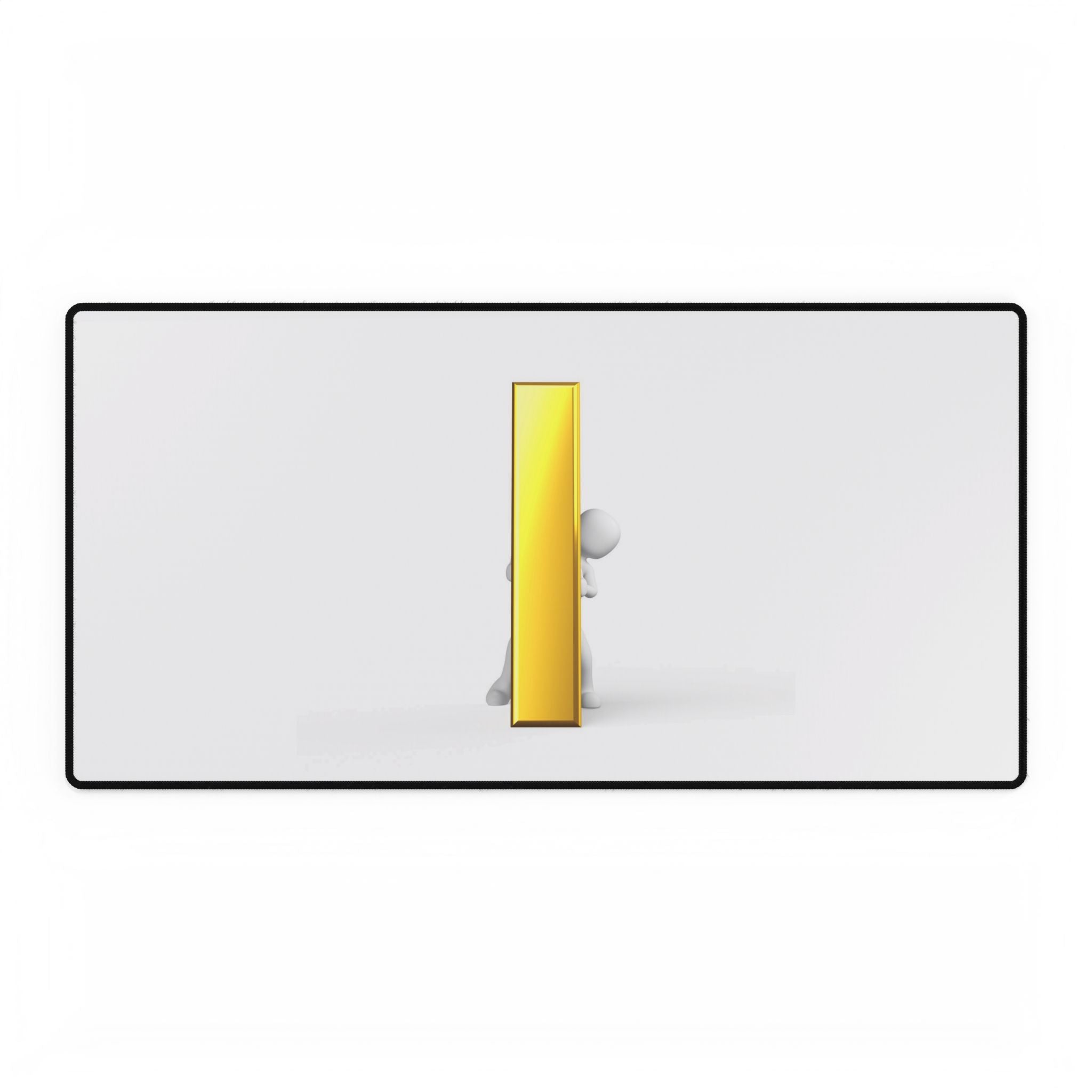 3D Figure Pushing Gold Letter i Desk Mat | Desk Mats