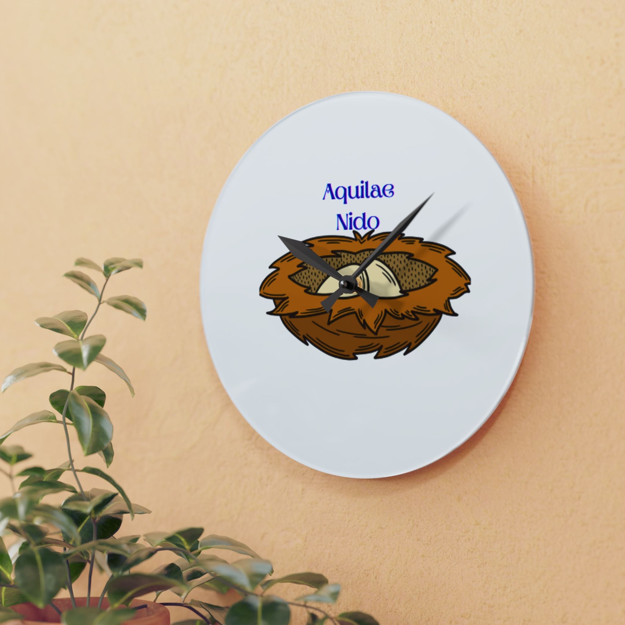 Aquilae Nido Nest Illustration Acrylic Wall Clock | Bird Nest Decor