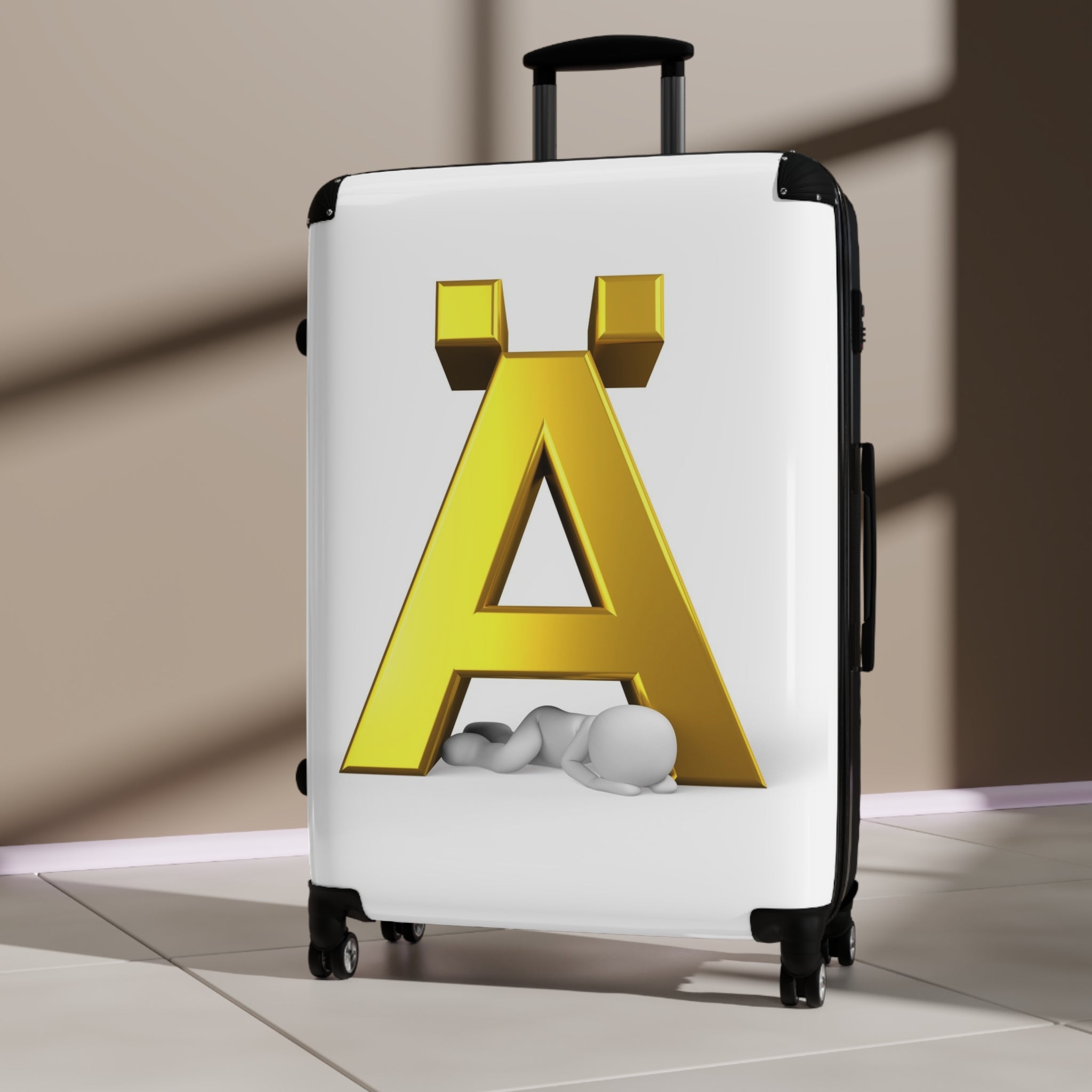 Gold Letter Ä Monogram Suitcase | Personalized Initial Luggage