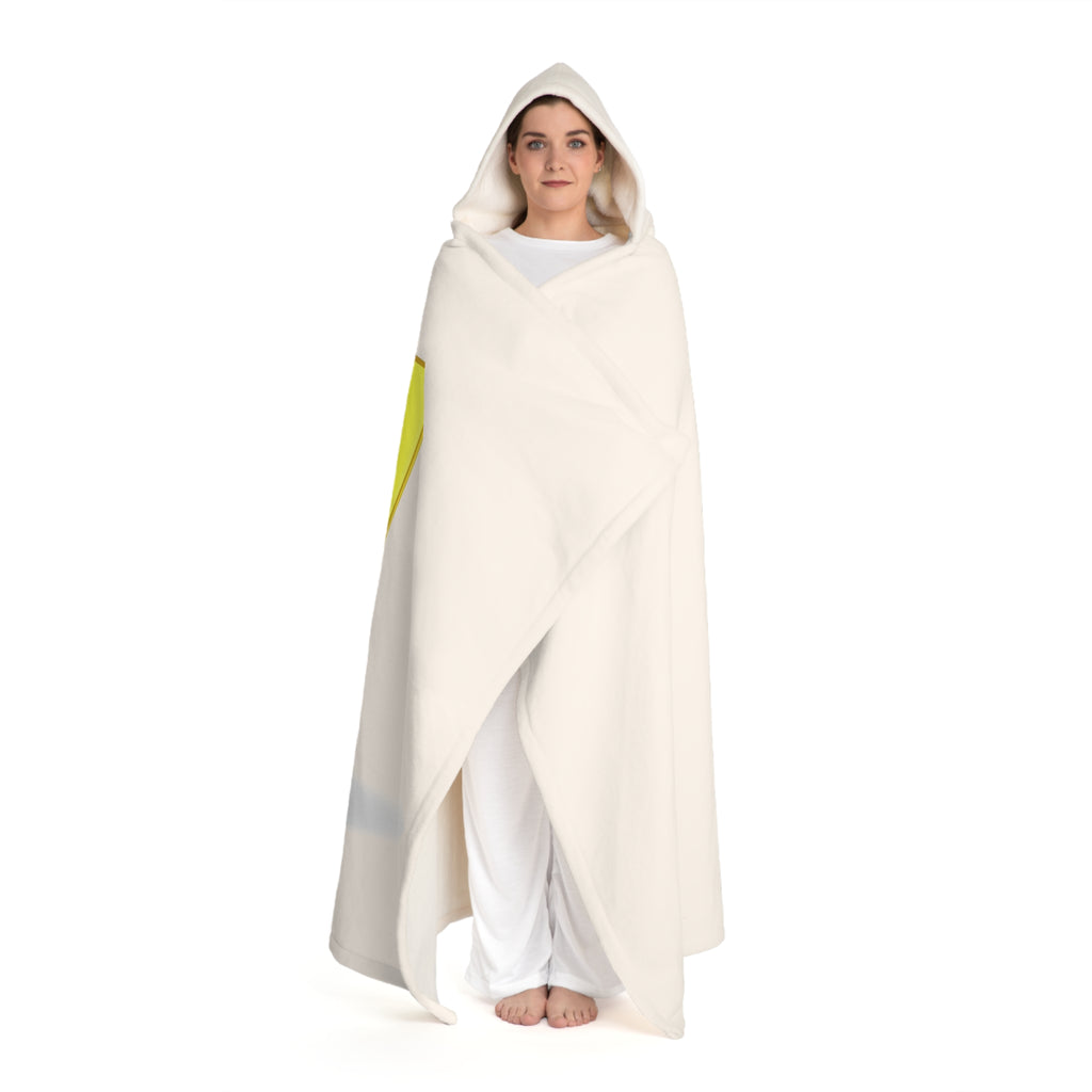 Hooded Sherpa Fleece Blanket | Gold Letter N With Figure
