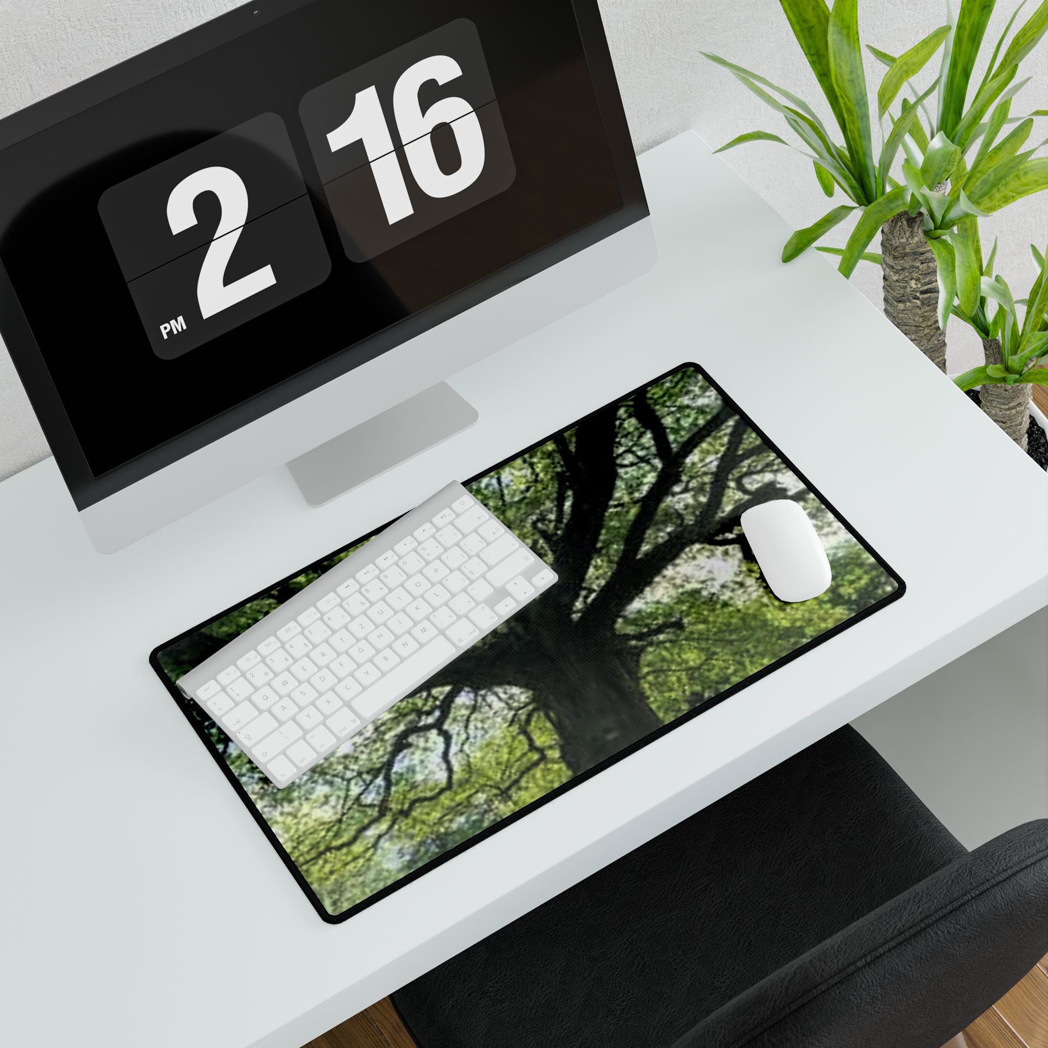 Sunlit Oak Tree Desk Mat | Large Scenic Mouse Pad