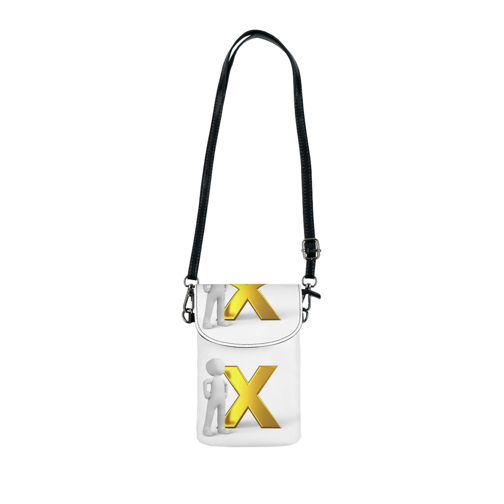 3D Figure with Gold X Small Cell Phone Wallet | Crossbody Phone Pouch
