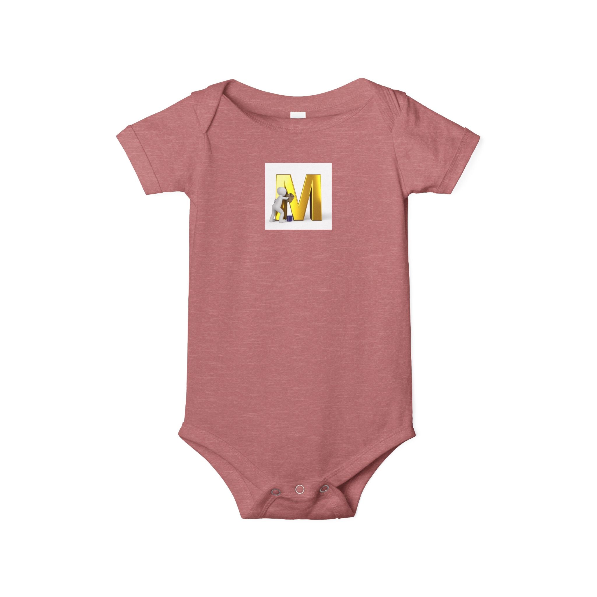Lettre M jaune avec grenouillère souris | Body bébé initiales monogramme
