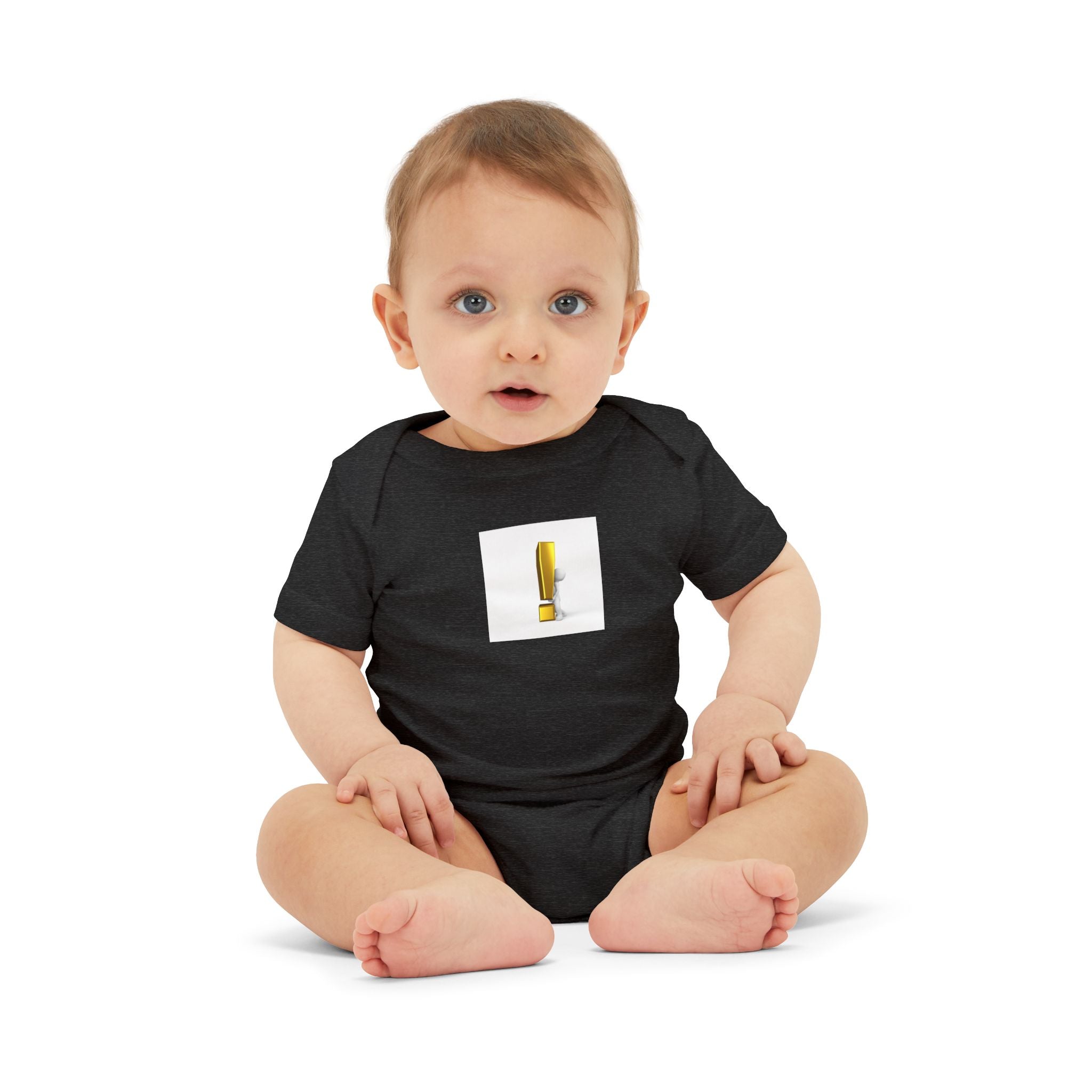 Yellow Exclamation Mark Onesie | Infant One Piece, Minimal Baby Bath Art