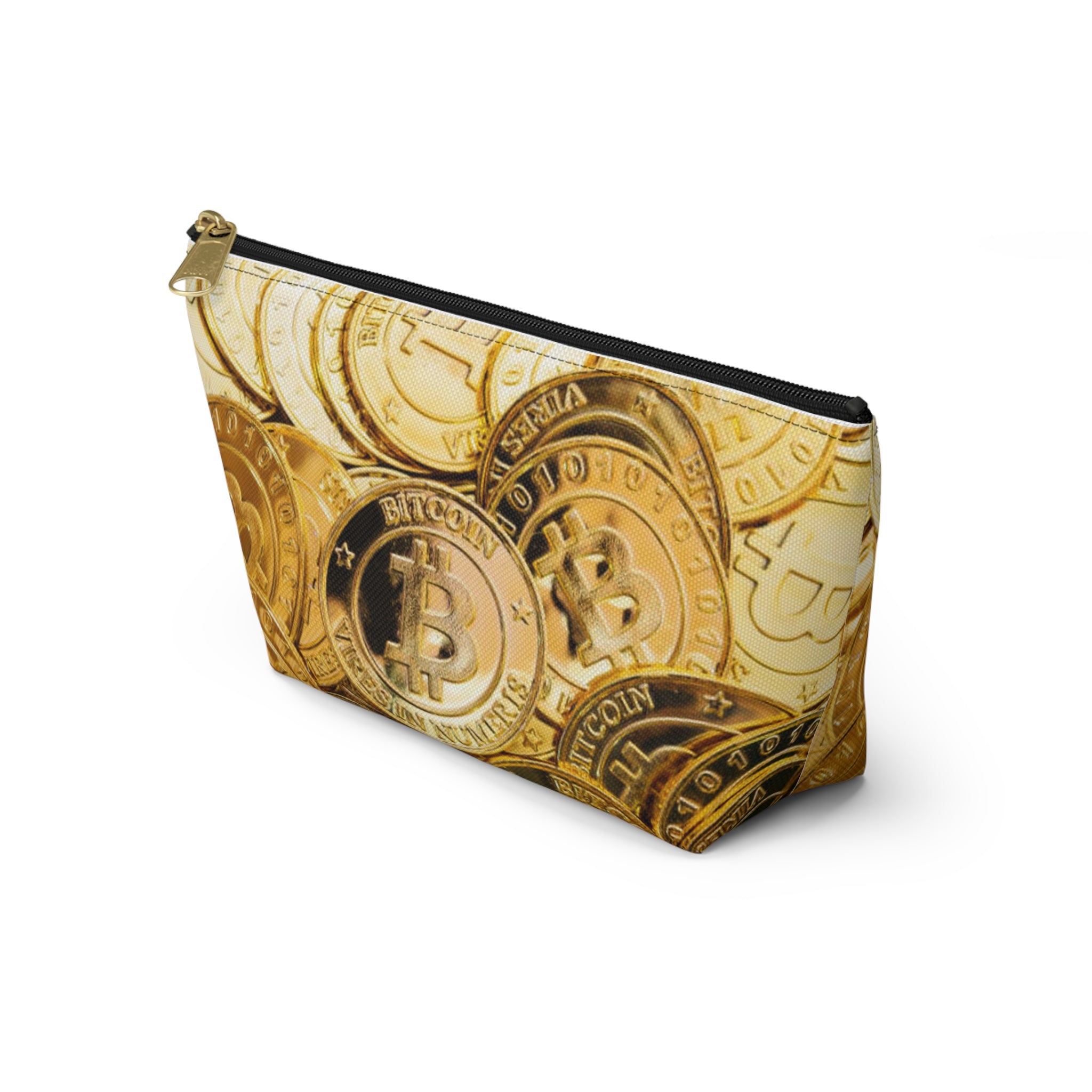Bitcoin Coin Print Accessory Pouch | T Bottom Cosmetic Bag