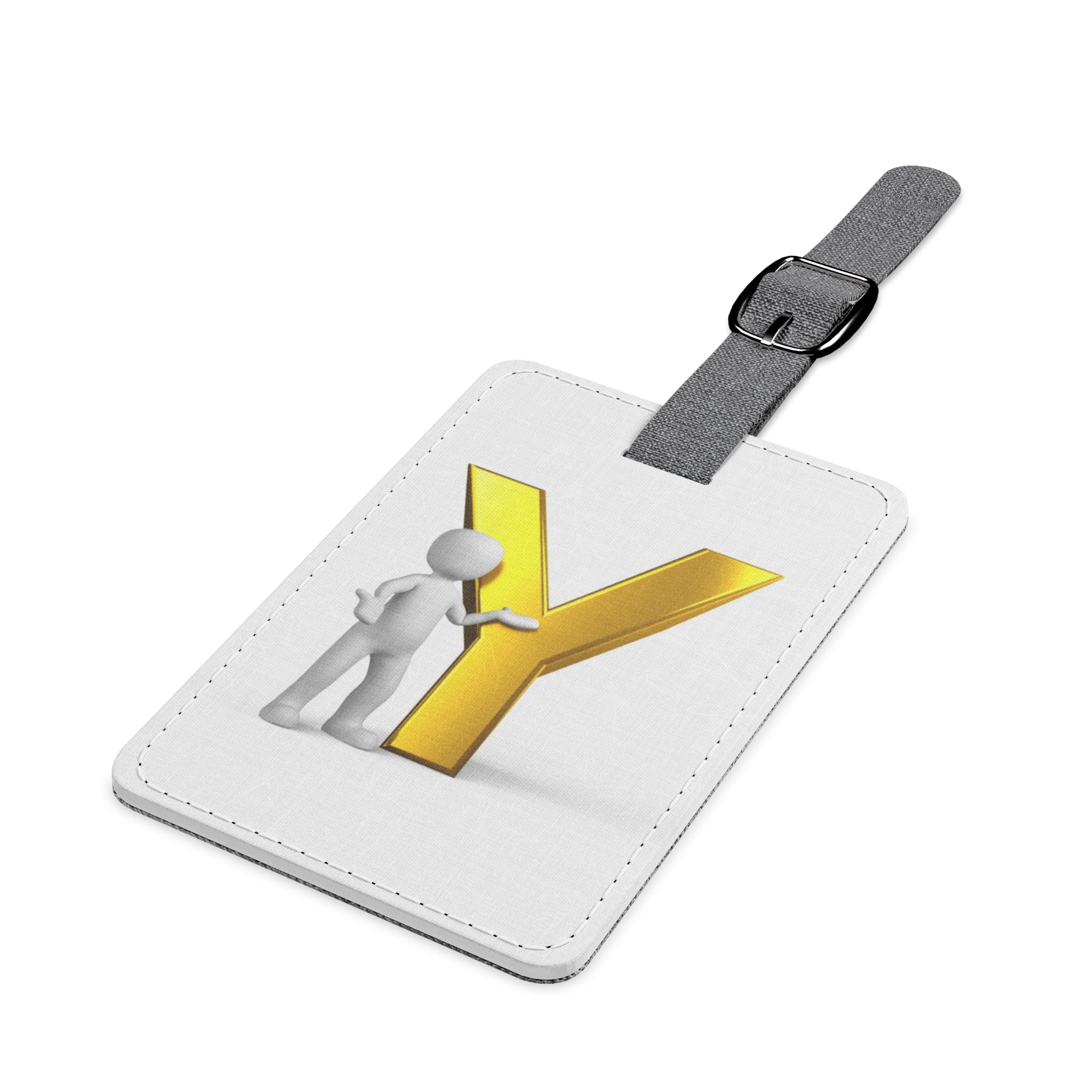 Yellow 3D Letter Y luggage tag | Rectangle Saffiano polyester