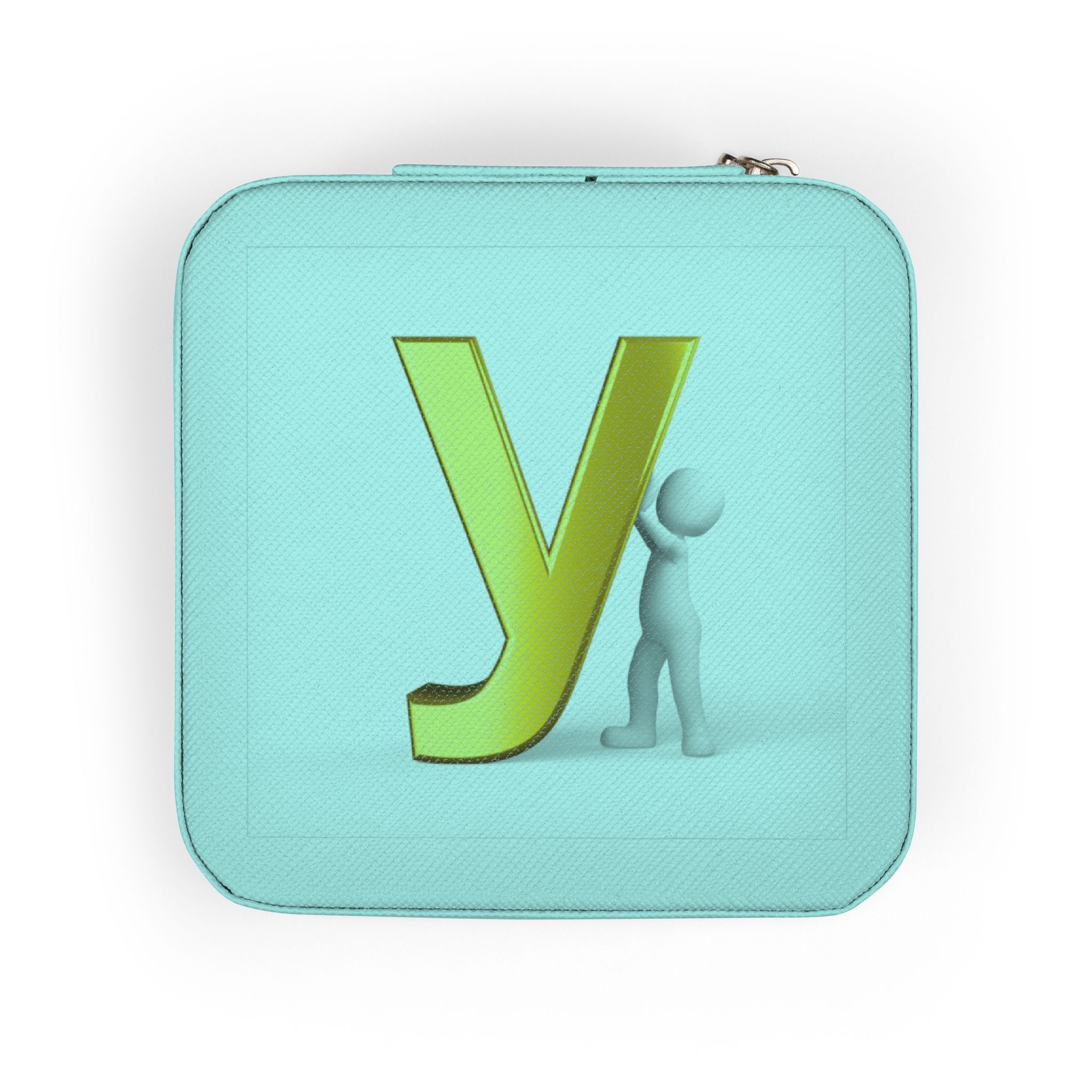 Gold Letter Y Monogram Jewelry Travel Case | Compact Necklace Ring Organizer