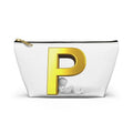 Gold Letter P monogram accessory pouch | T-bottom cosmetic bag