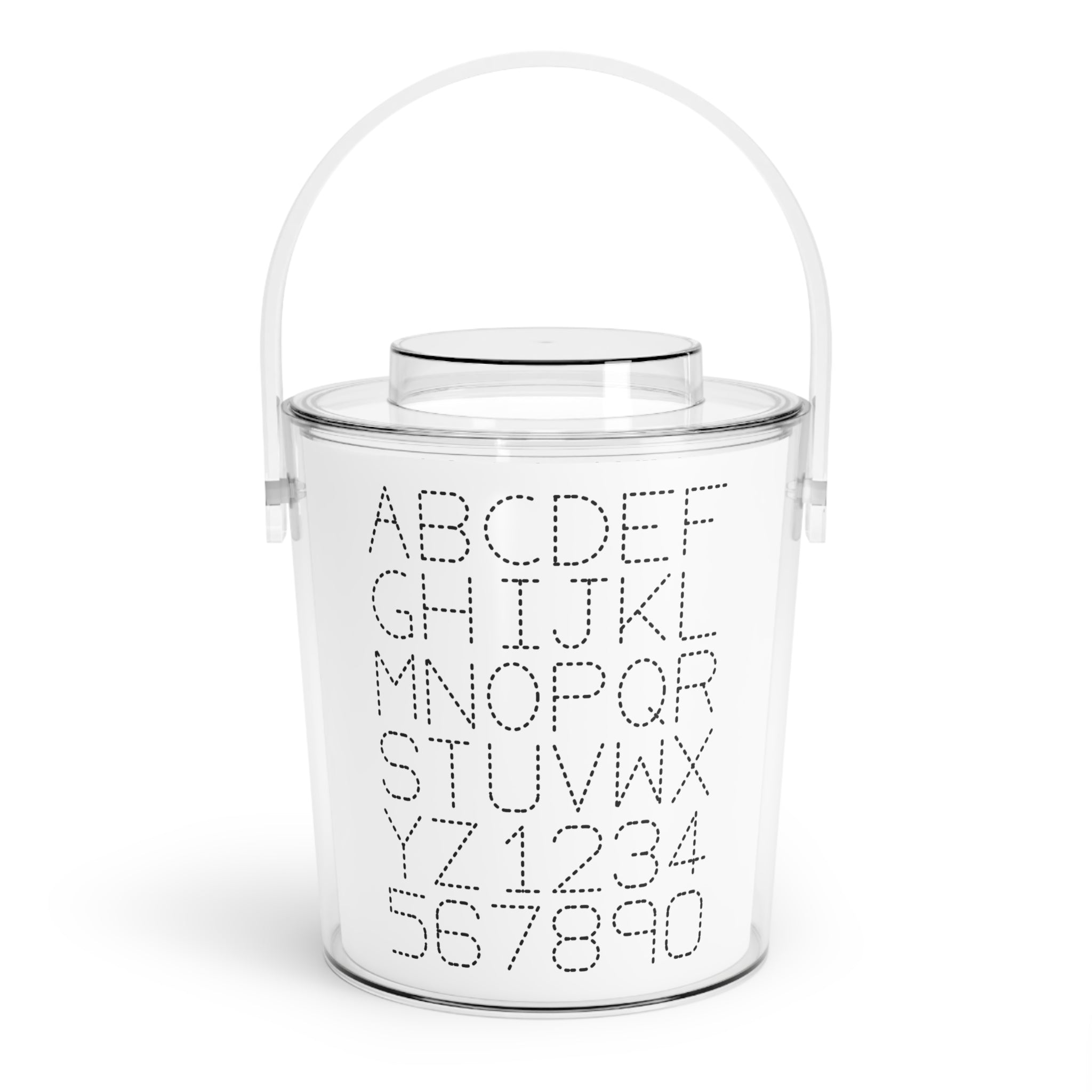 Dot Monogram Alphabet Ice Bucket with Tongs | Acrylic Ice Cooler, Alphabet Pattern