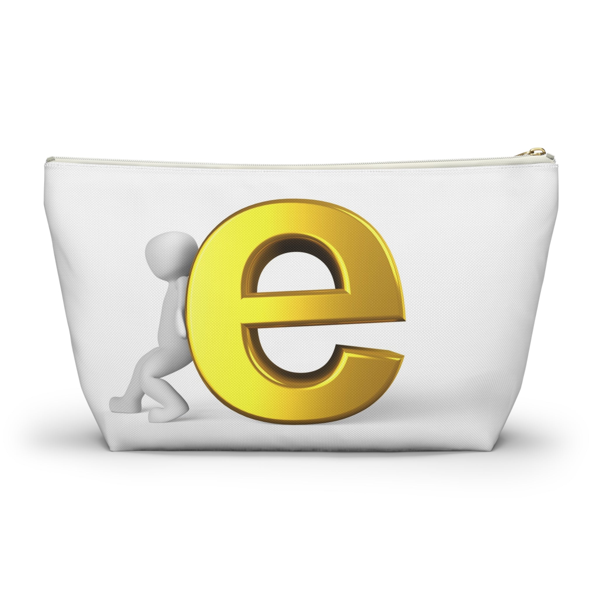 Gold Letter E Graphic Accessory Pouch | T-Bottom Zipper Pouch