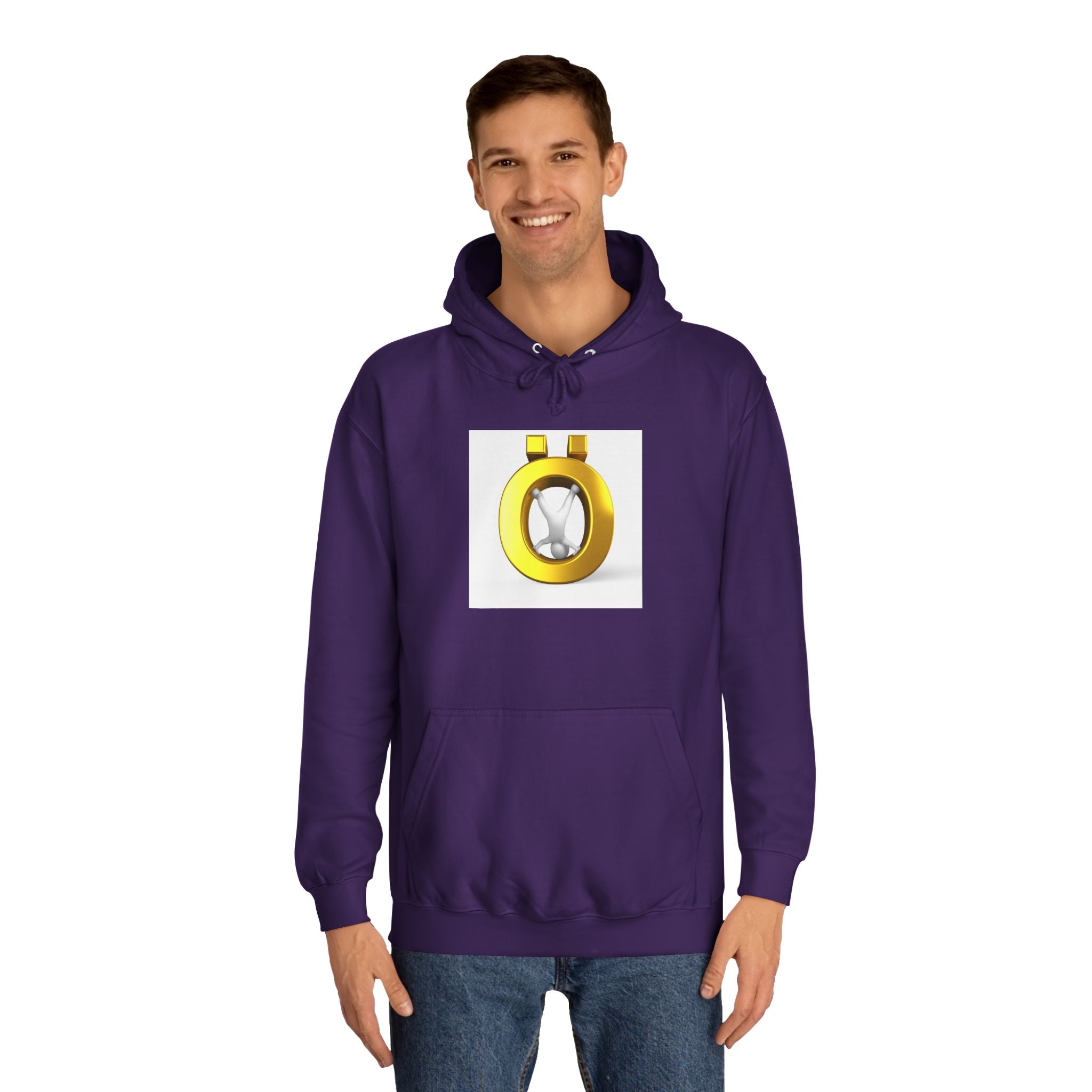 Gold Letter Ö Hoodie | Minimal Jewelry Logo, White Pullover