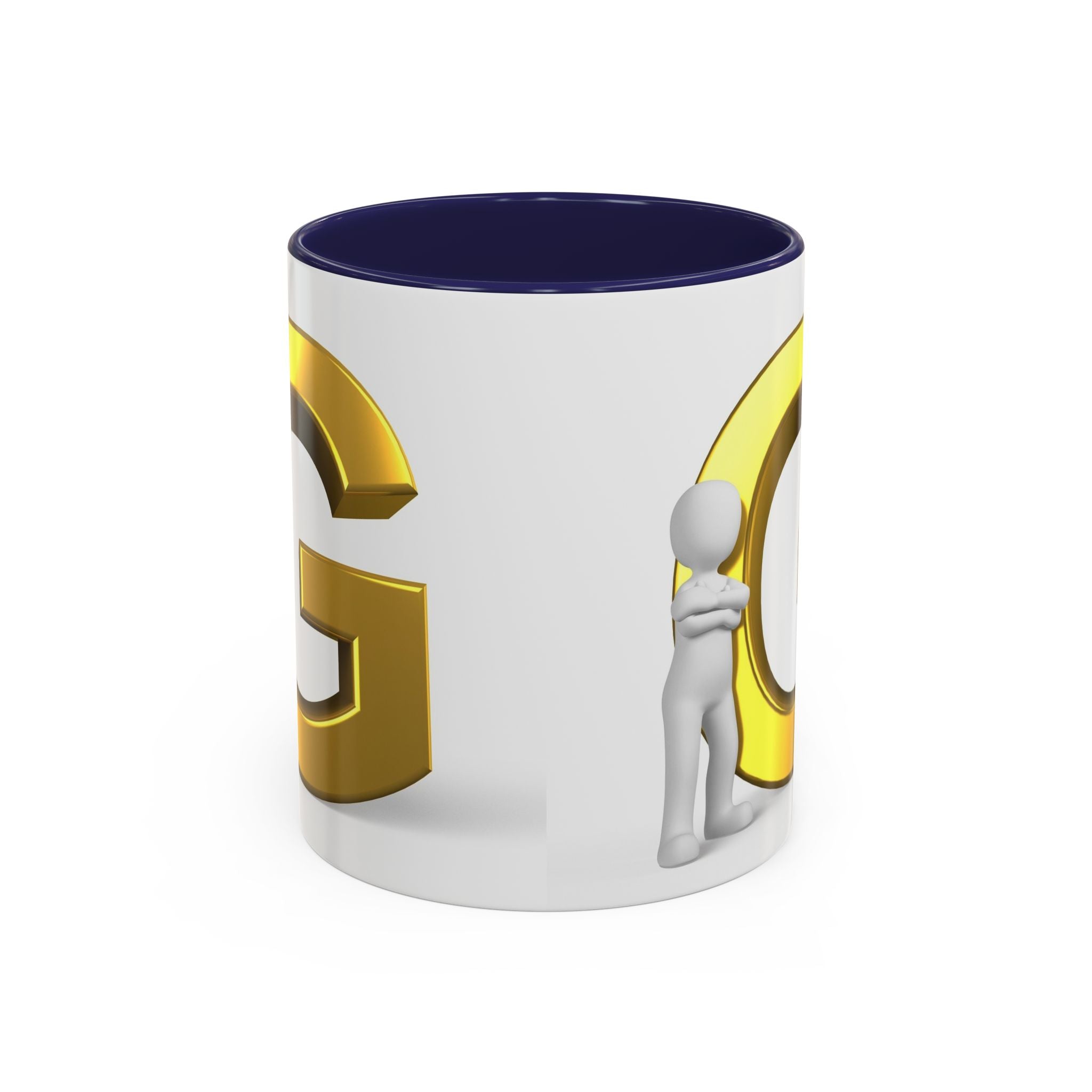 Gold Letter G with 3D Figure Coffee Mug | Initial Monogram Accent