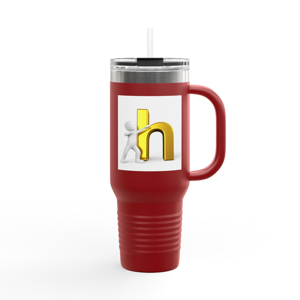 3D Gold Letter H with Figure | Travel Mug