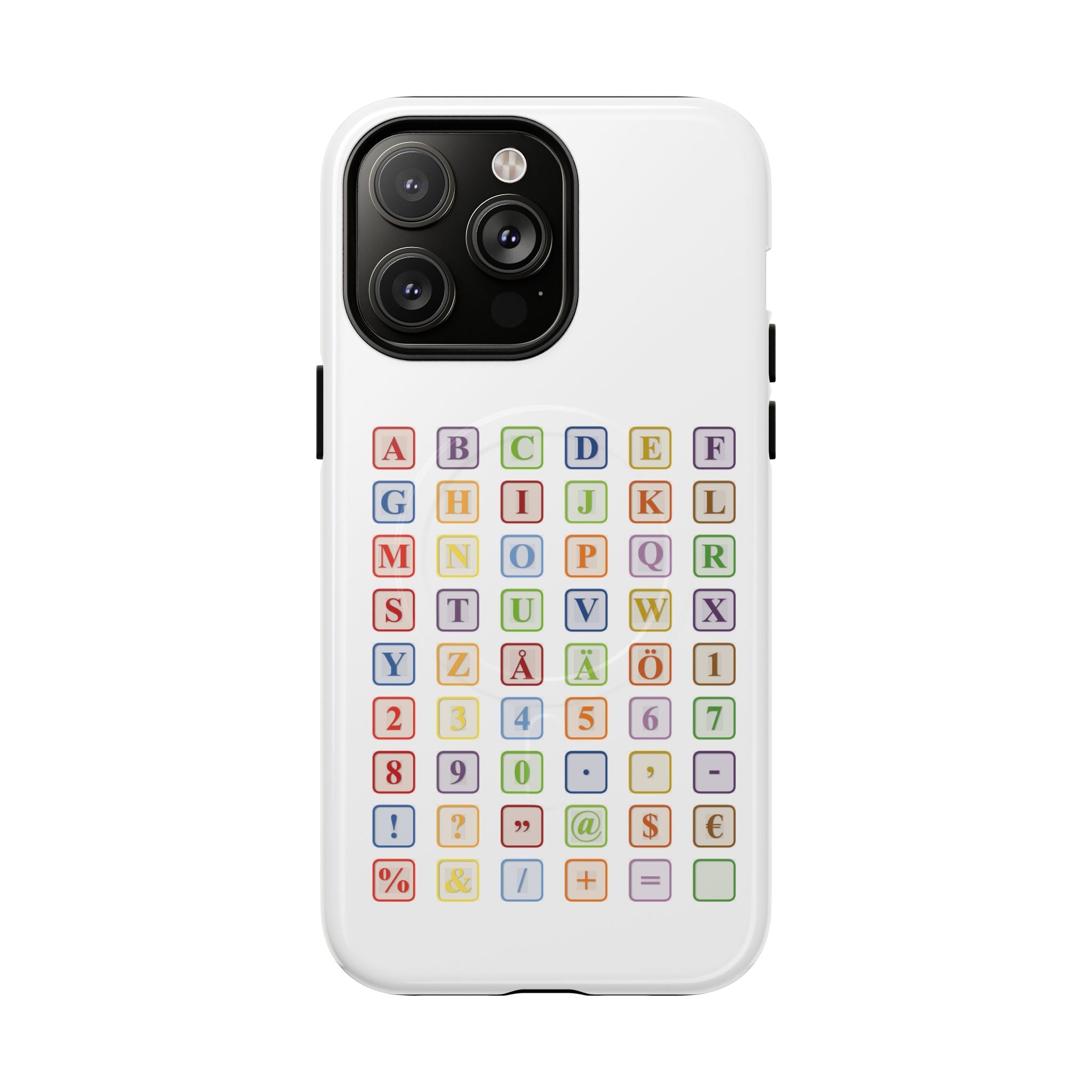 Coque de téléphone Alphabet Blocks | Coque magnétique résistante, grille de lettres colorées