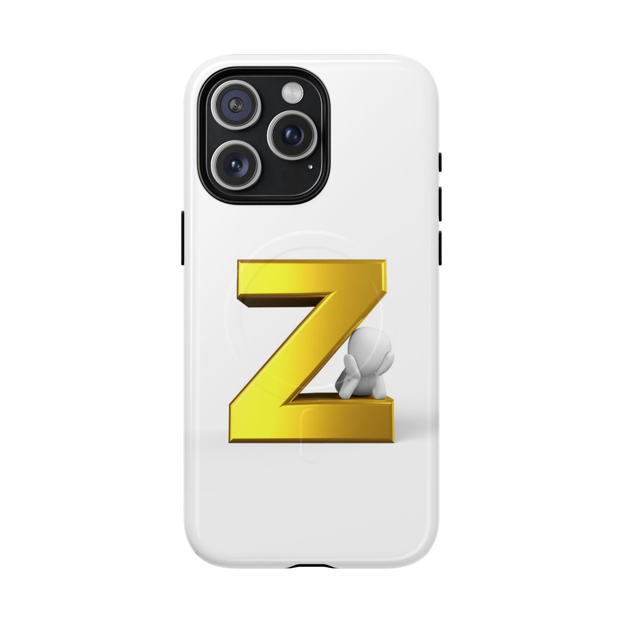 Coque de Téléphone Lettre Z Or 3D | Coque Magnétique Robuste, Initiale Monogramme