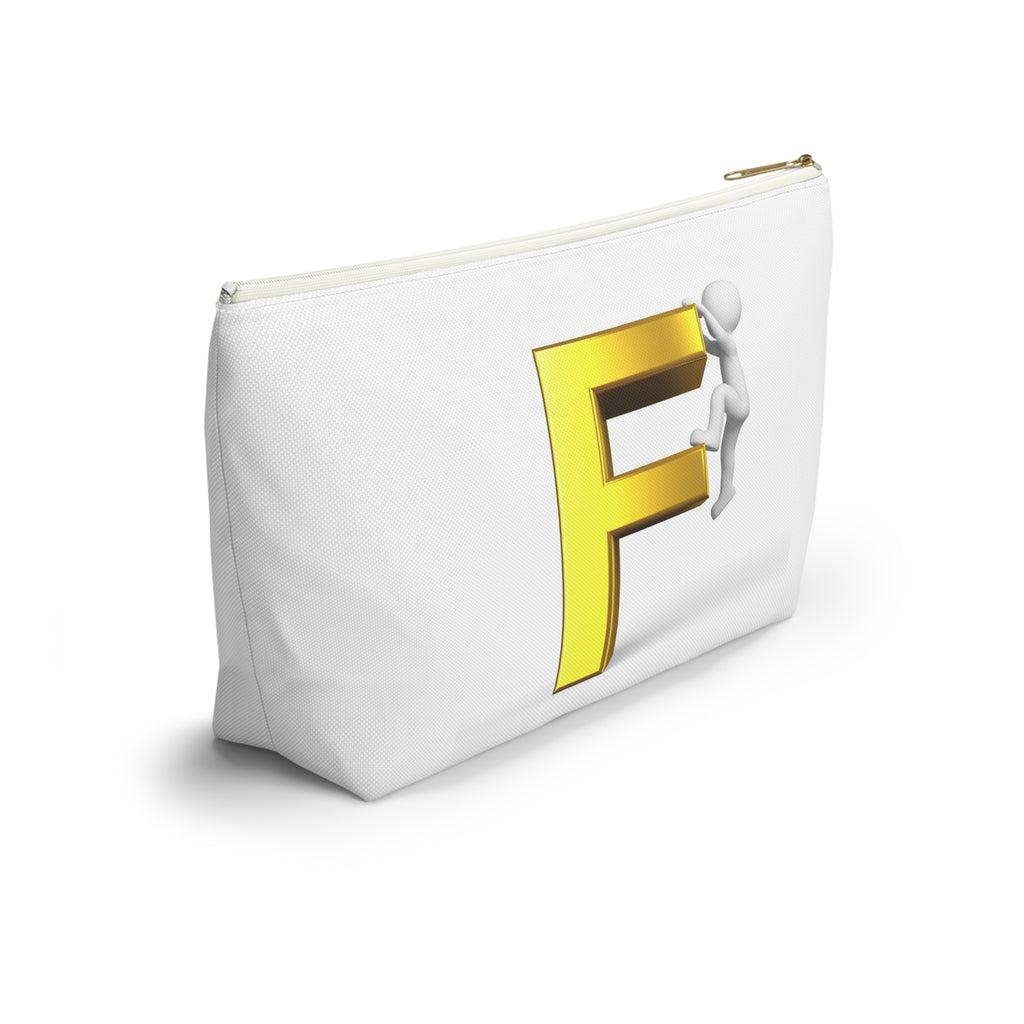 Gold Letter F Climber Accessory Pouch | Monogram Initial Makeup Bag