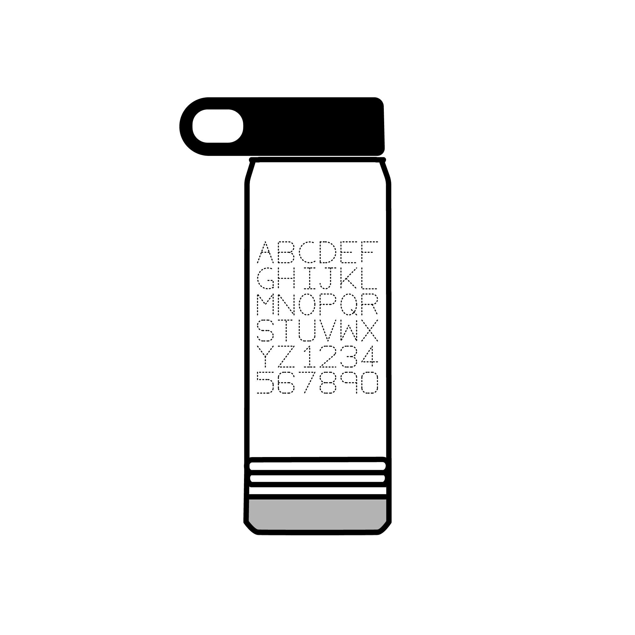 Bouteille d'eau Grille Alphabétique, 590 ml | Lettrage Monogramme Minimaliste