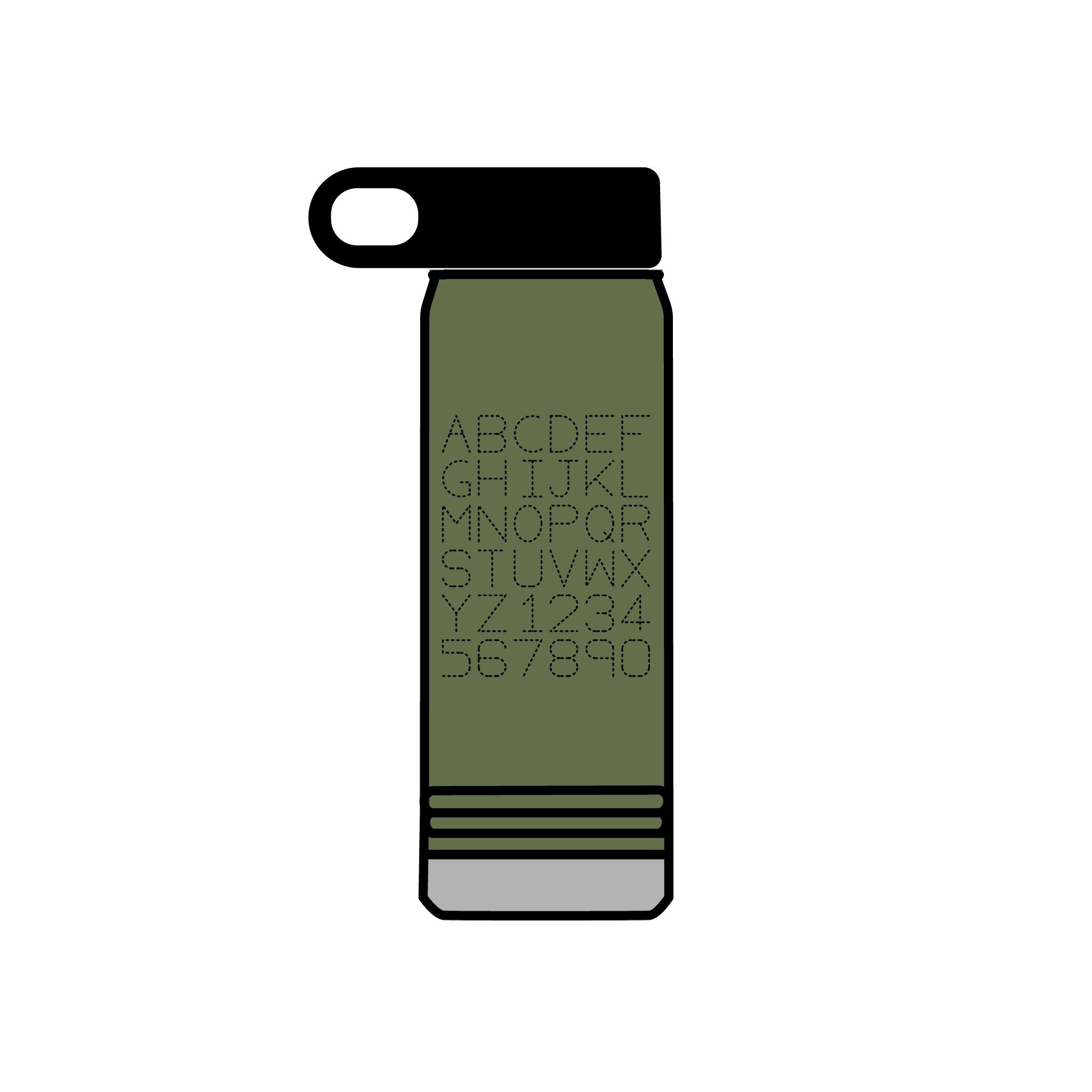 Bouteille d'eau Grille Alphabétique, 590 ml | Lettrage Monogramme Minimaliste