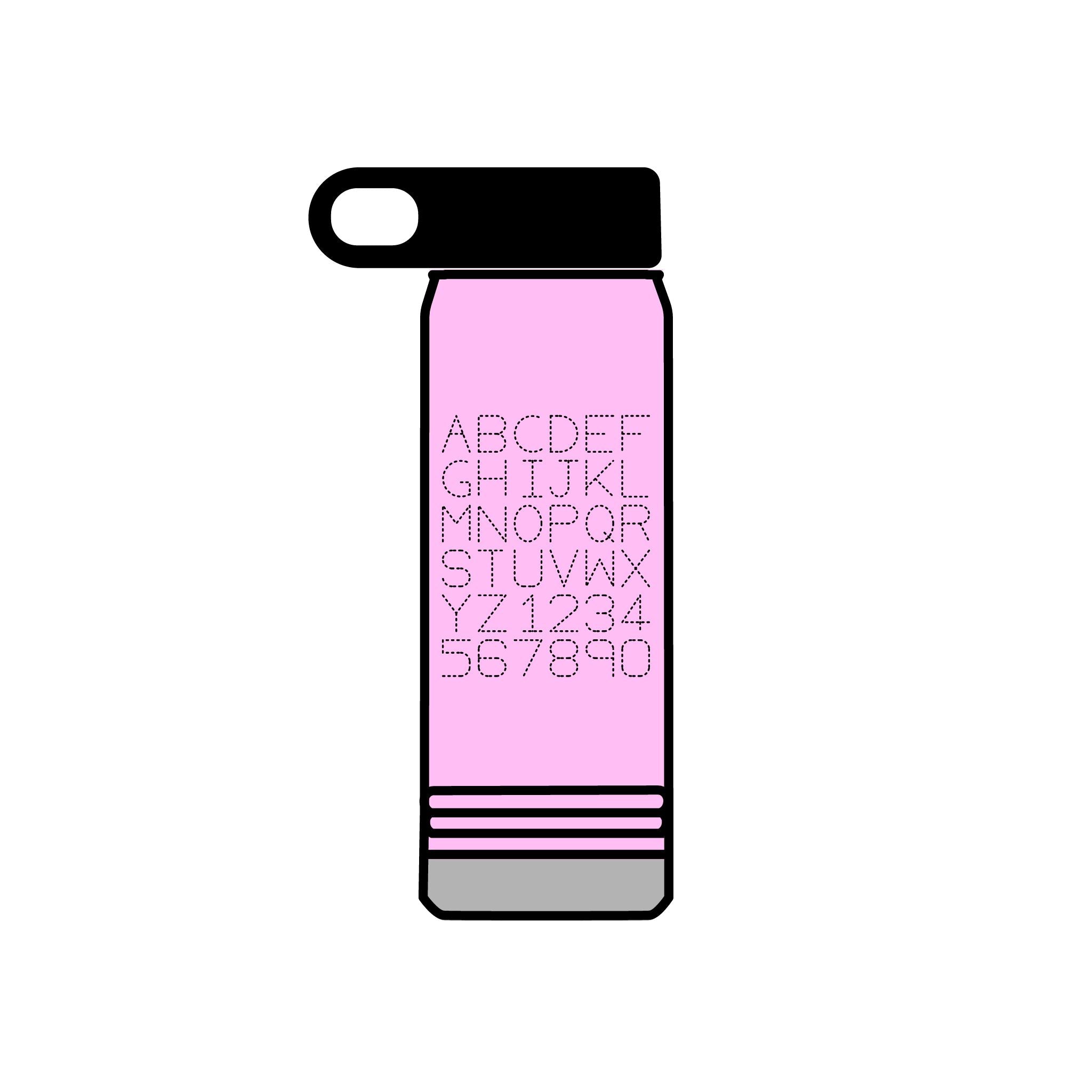 Bouteille d'eau Grille Alphabétique, 590 ml | Lettrage Monogramme Minimaliste