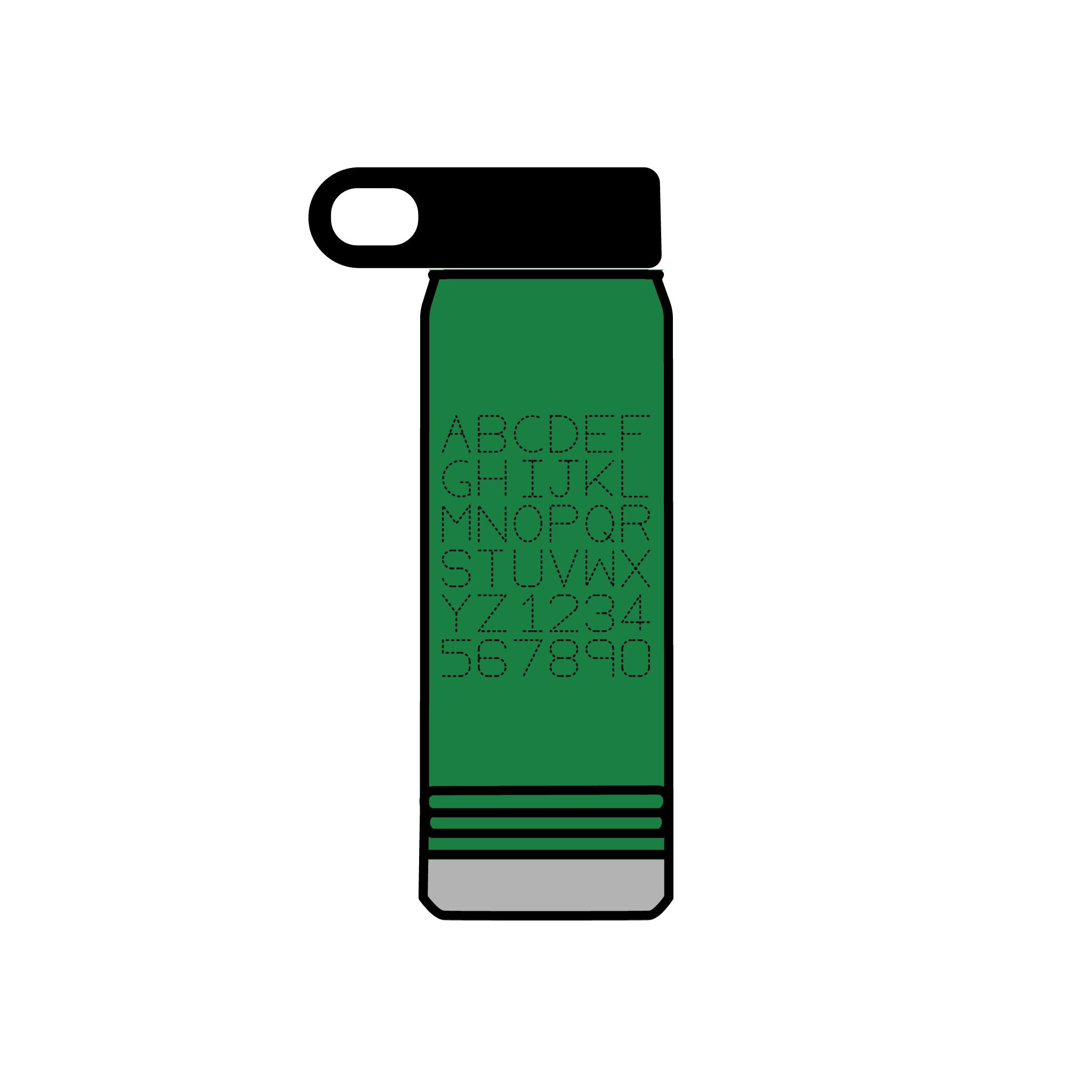 Bouteille d'eau Grille Alphabétique, 590 ml | Lettrage Monogramme Minimaliste