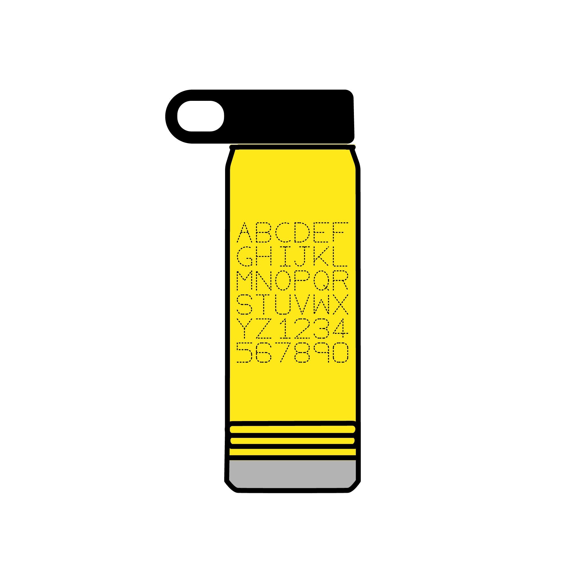 Bouteille d'eau Grille Alphabétique, 590 ml | Lettrage Monogramme Minimaliste