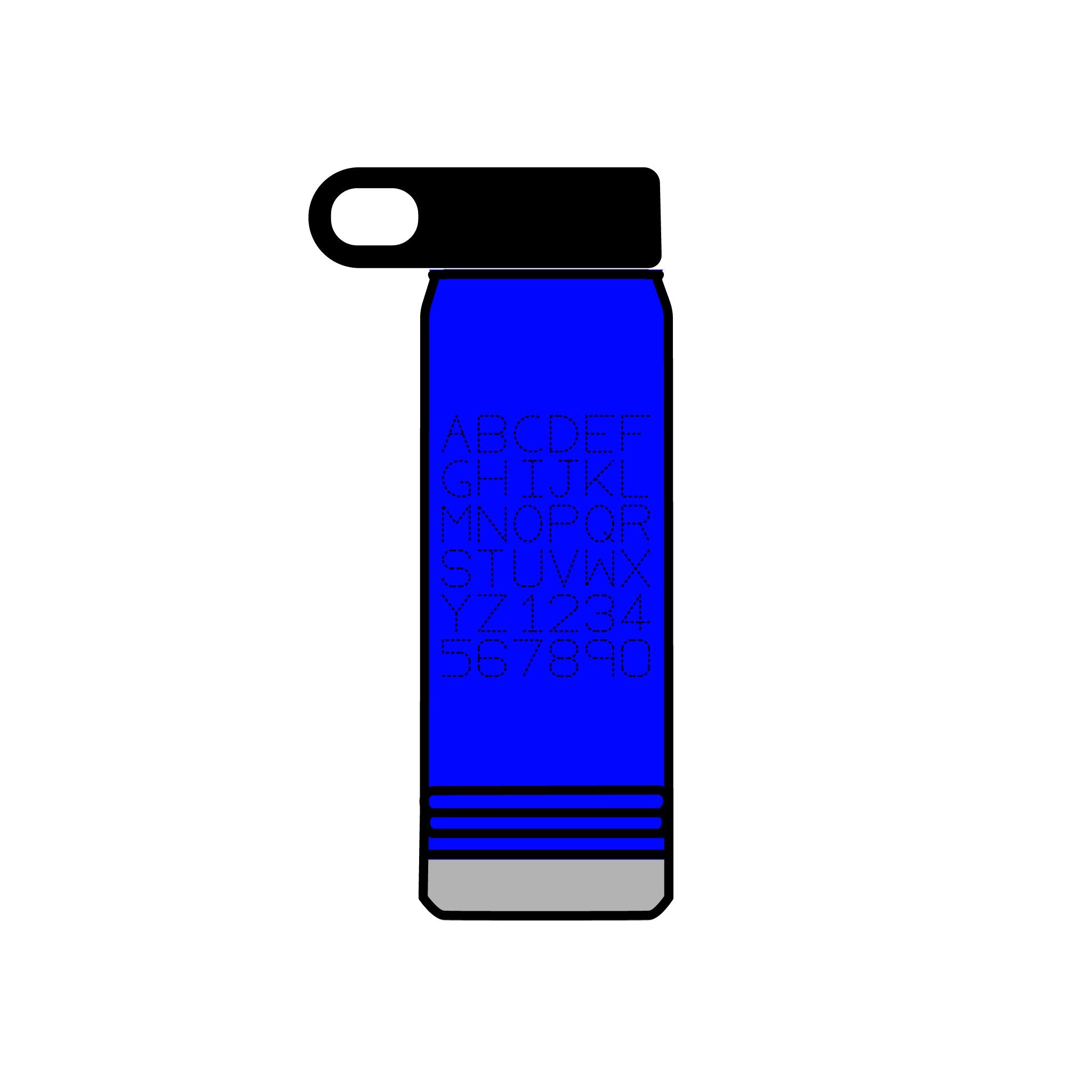 Bouteille d'eau Grille Alphabétique, 590 ml | Lettrage Monogramme Minimaliste
