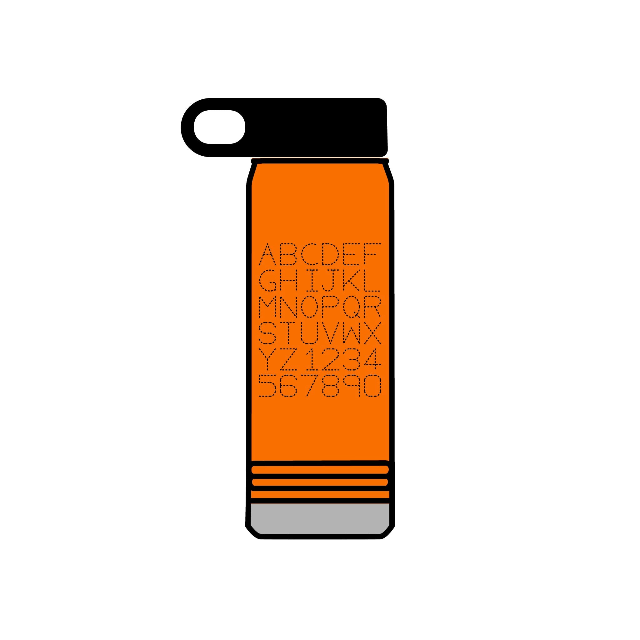 Bouteille d'eau Grille Alphabétique, 590 ml | Lettrage Monogramme Minimaliste