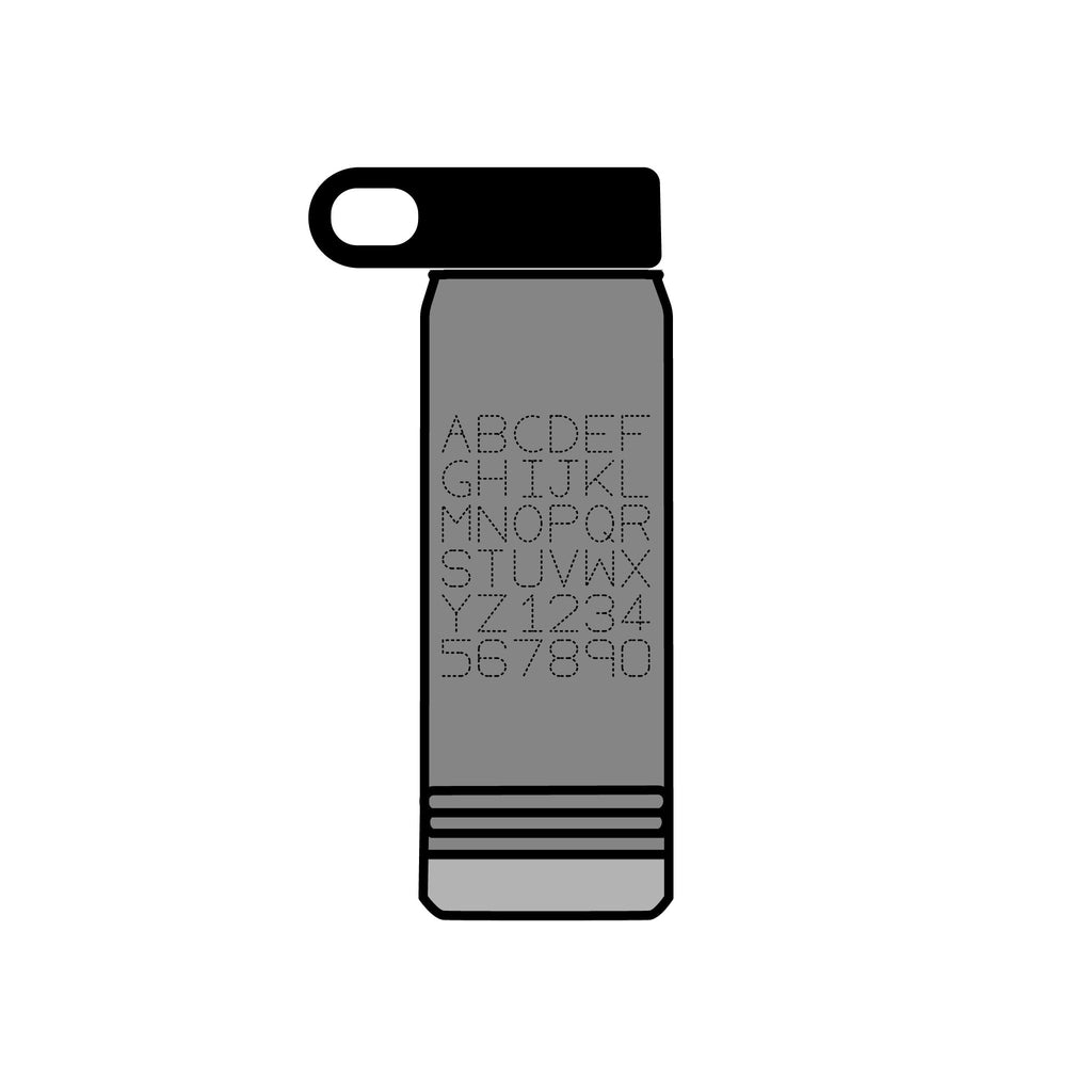 Alphabet Grid Water Bottle, 20oz | Minimal Monogram Lettering