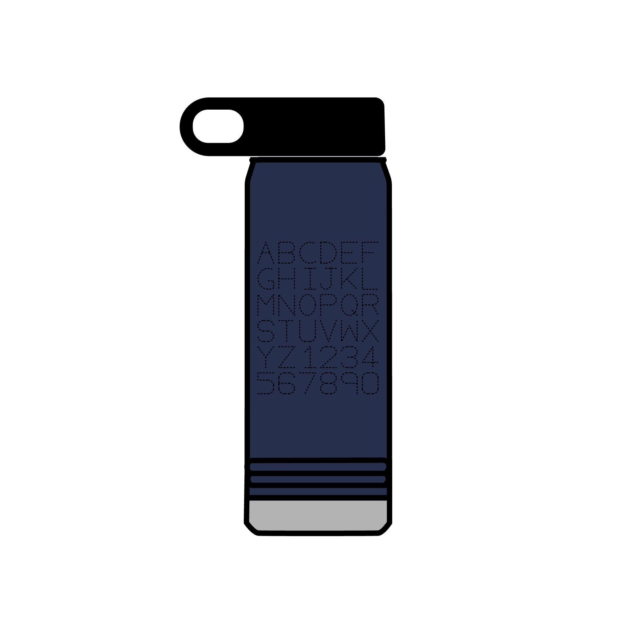 Bouteille d'eau Grille Alphabétique, 590 ml | Lettrage Monogramme Minimaliste