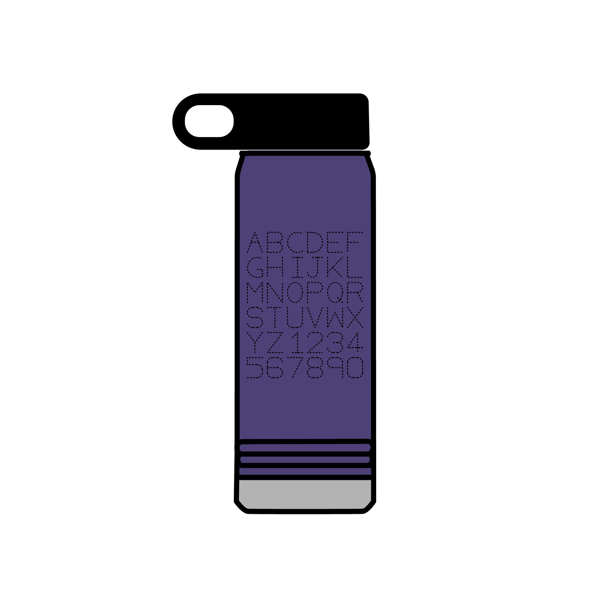 Bouteille d'eau Grille Alphabétique, 590 ml | Lettrage Monogramme Minimaliste