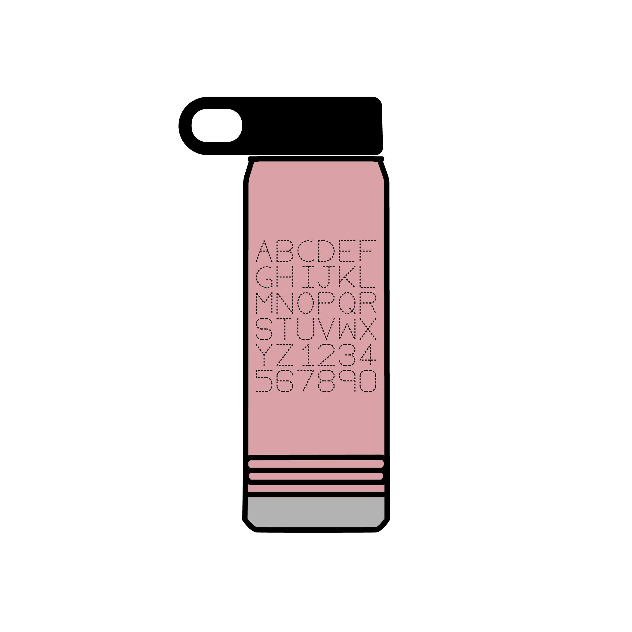 Bouteille d'eau Grille Alphabétique, 590 ml | Lettrage Monogramme Minimaliste