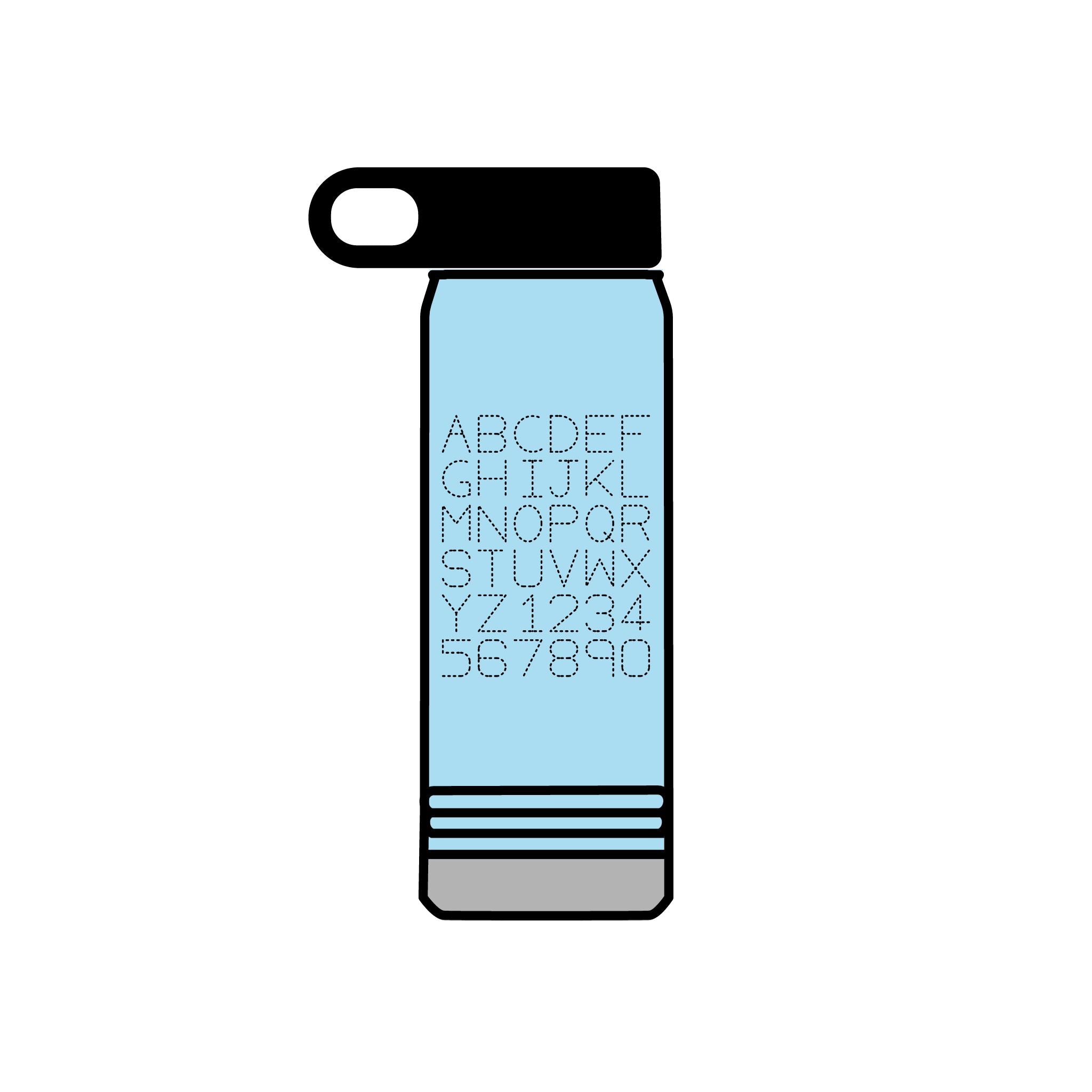 Bouteille d'eau Grille Alphabétique, 590 ml | Lettrage Monogramme Minimaliste