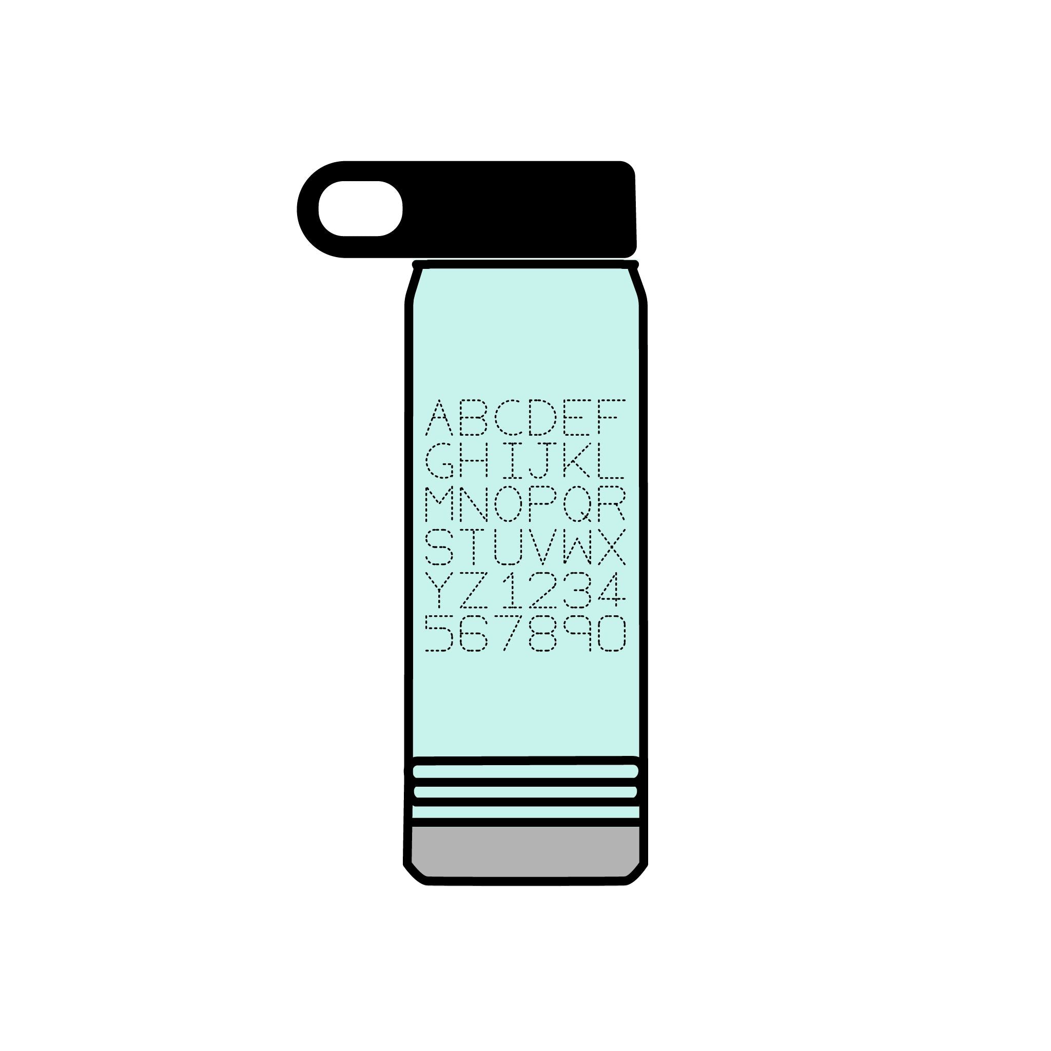 Bouteille d'eau Grille Alphabétique, 590 ml | Lettrage Monogramme Minimaliste
