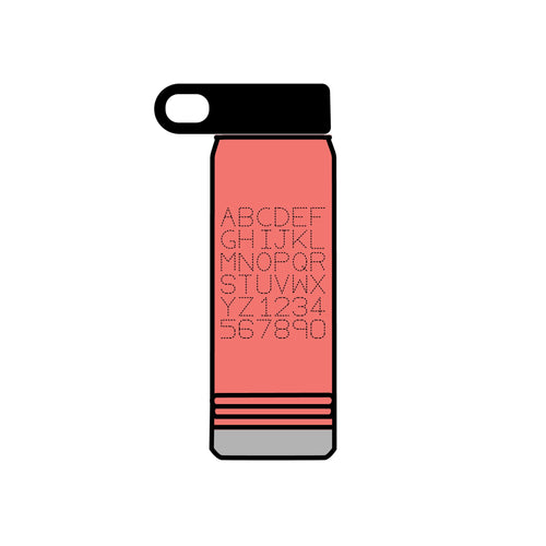 Alphabet Grid Water Bottle, 20oz | Minimal Monogram Lettering