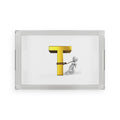 3D Figure Pulling Gold Letter T Acrylic Serving Tray | Monogram Initial Letter T
