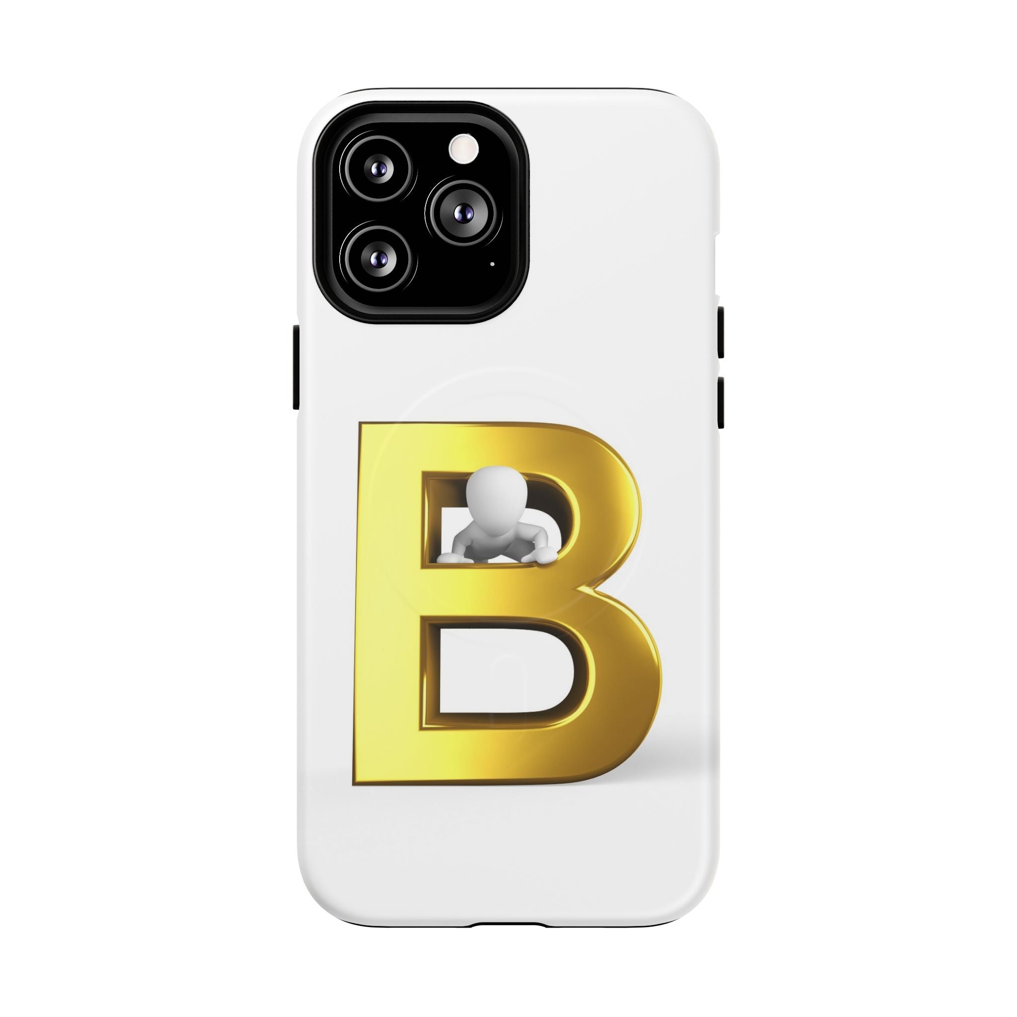 Coque de téléphone 3D Lettre B dorée | Coque magnétique résistante