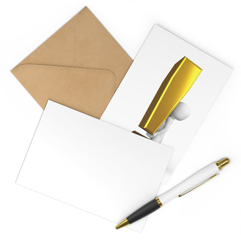 3D Person with Gold Exclamation Mark Postcards | 7 pcs