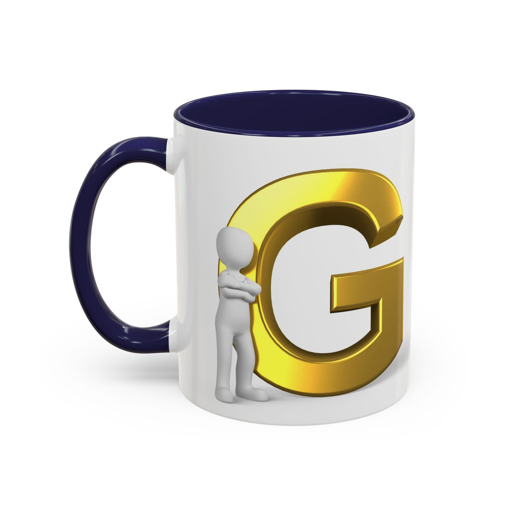 Gold Letter G with 3D Figure Coffee Mug | Initial Monogram Accent
