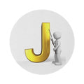 Gold Letter J with Figure Round Rug | Initial Monogram Home Decor