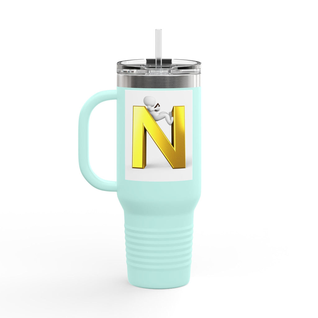Yellow 3D Letter N Monogram Travel Mug 40oz | Insulated Tumbler
