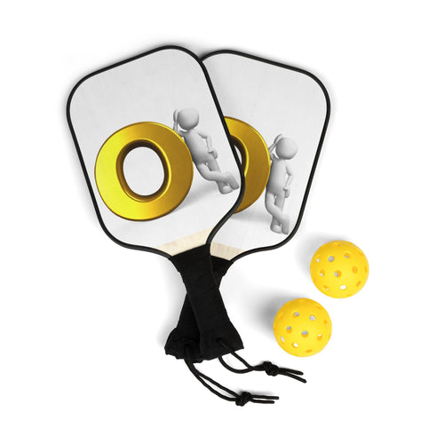 Raquette de pickleball avec lettre O en or 3D