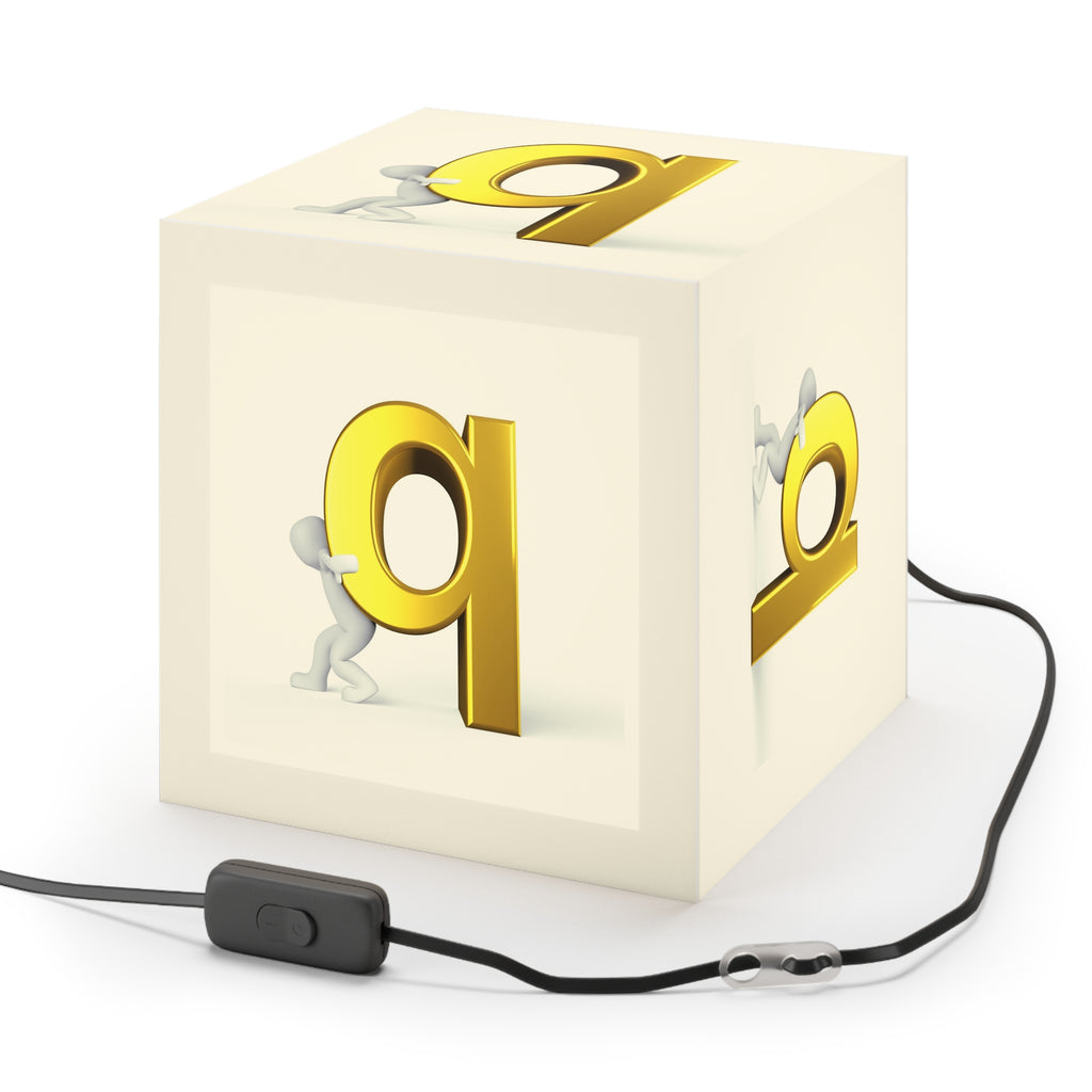 3D Gold Letter Q Design Light Cube Lamp | Alphabet Letter Q Night Light
