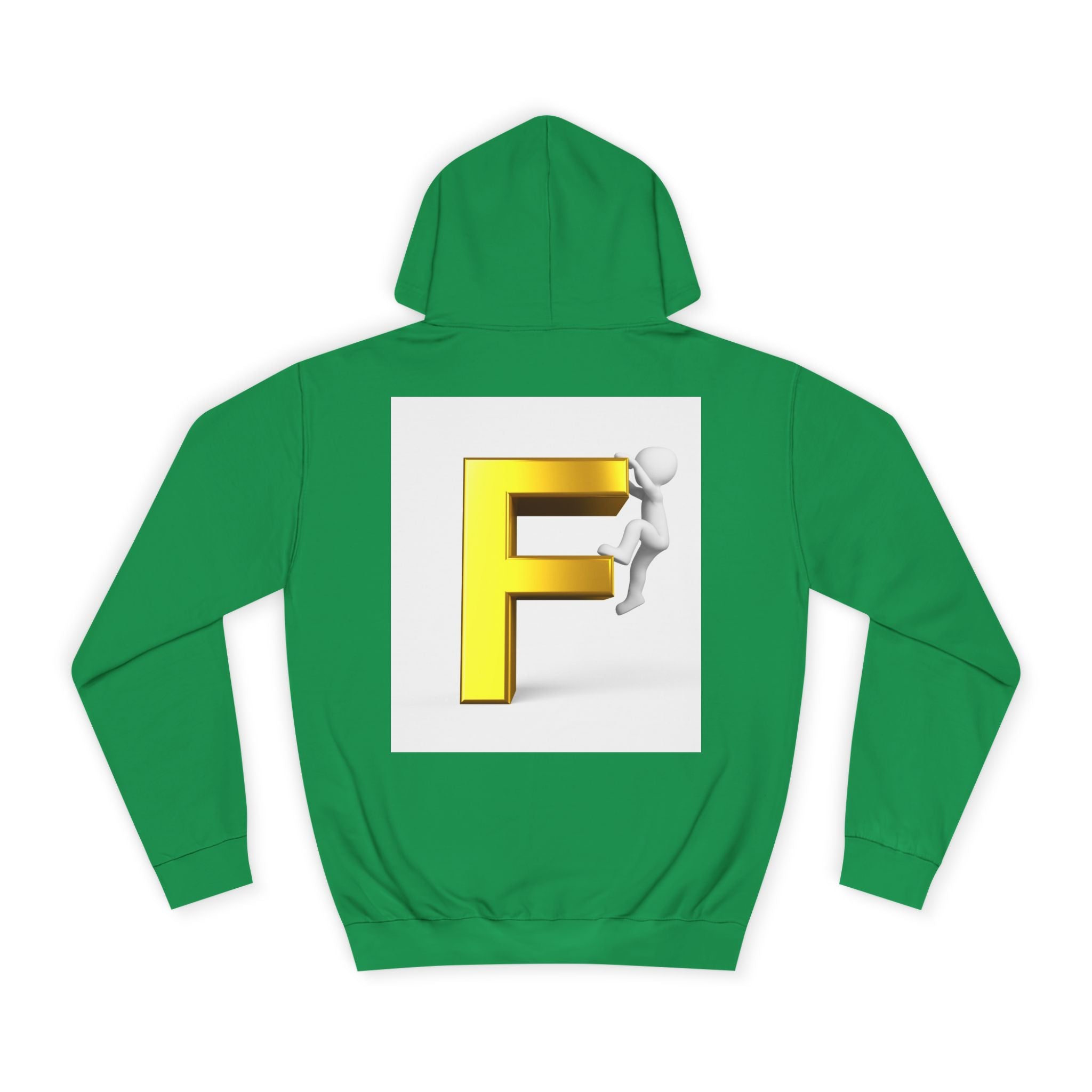 3D Gold Letter F Hoodie | Climbing Figurine Letterman Style