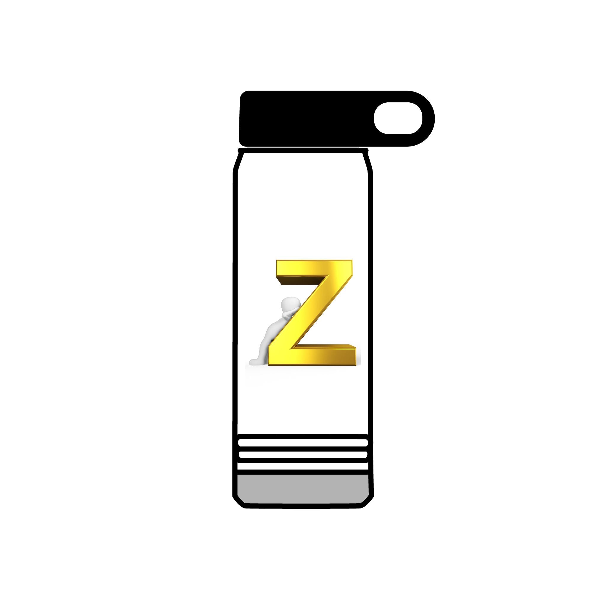 Gold 3D Letter Z Water Bottle | Monogram Initial 20oz
