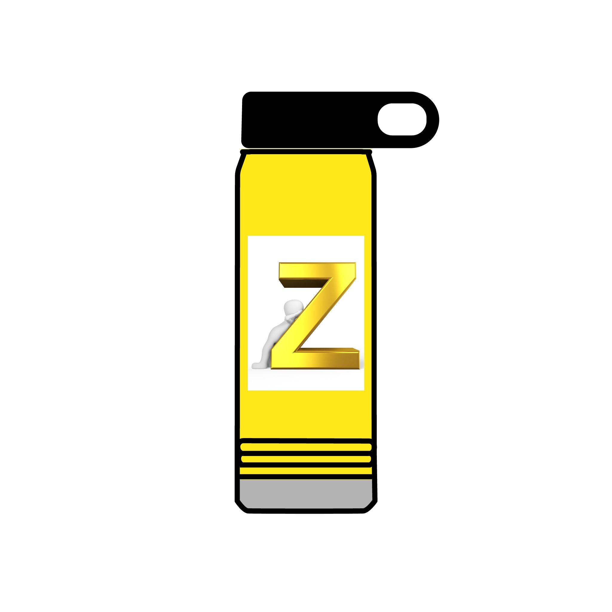 Gold 3D Letter Z Water Bottle | Monogram Initial 20oz