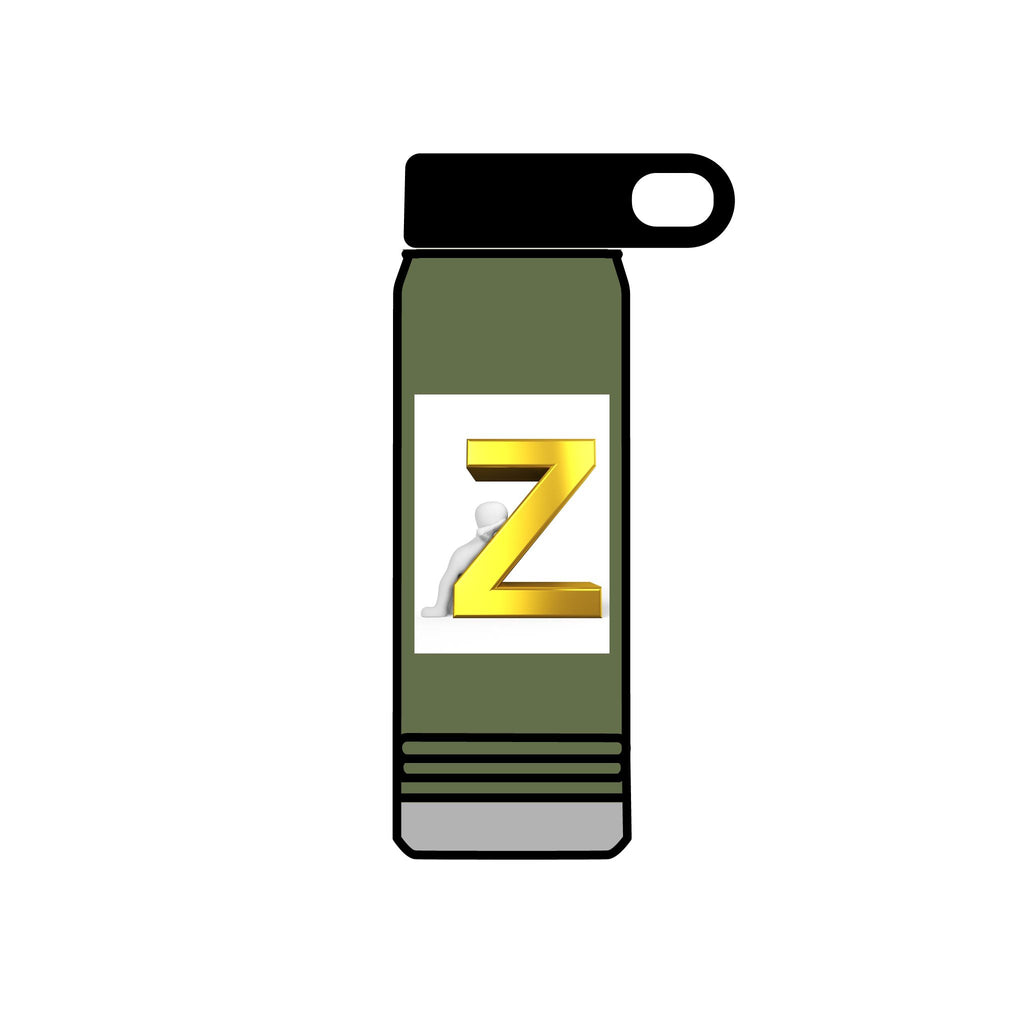 Gold 3D Letter Z Water Bottle | Monogram Initial 20oz