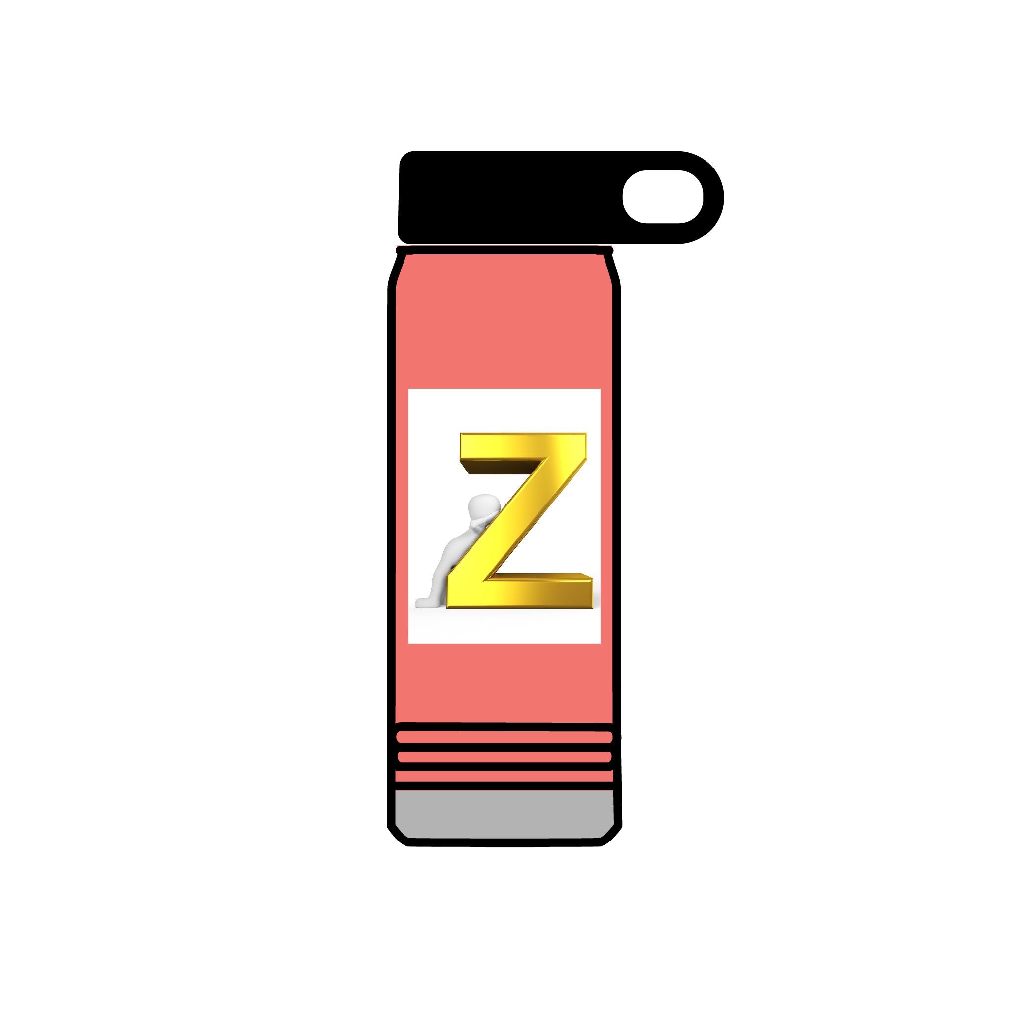 Gold 3D Letter Z Water Bottle | Monogram Initial 20oz