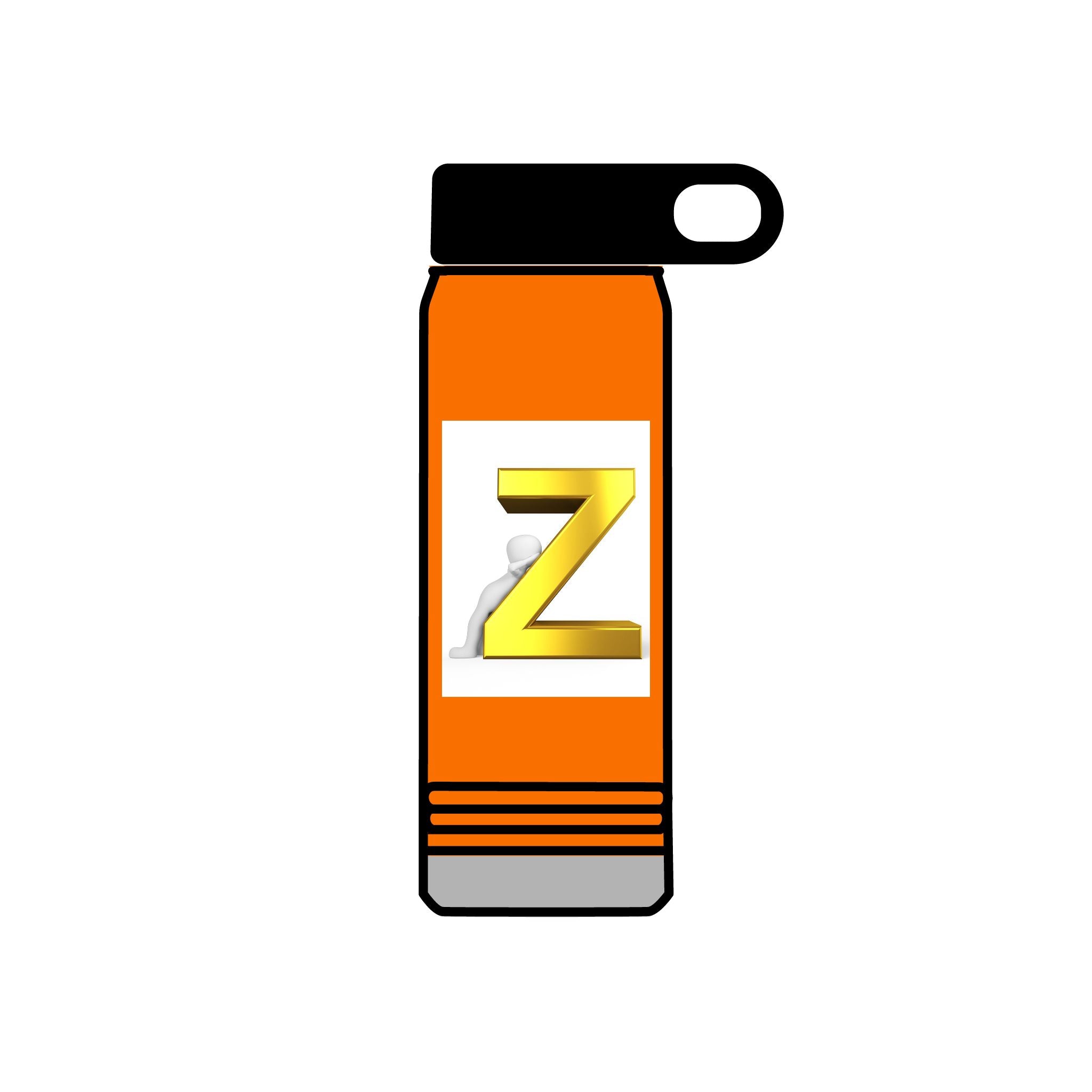 Gold 3D Letter Z Water Bottle | Monogram Initial 20oz
