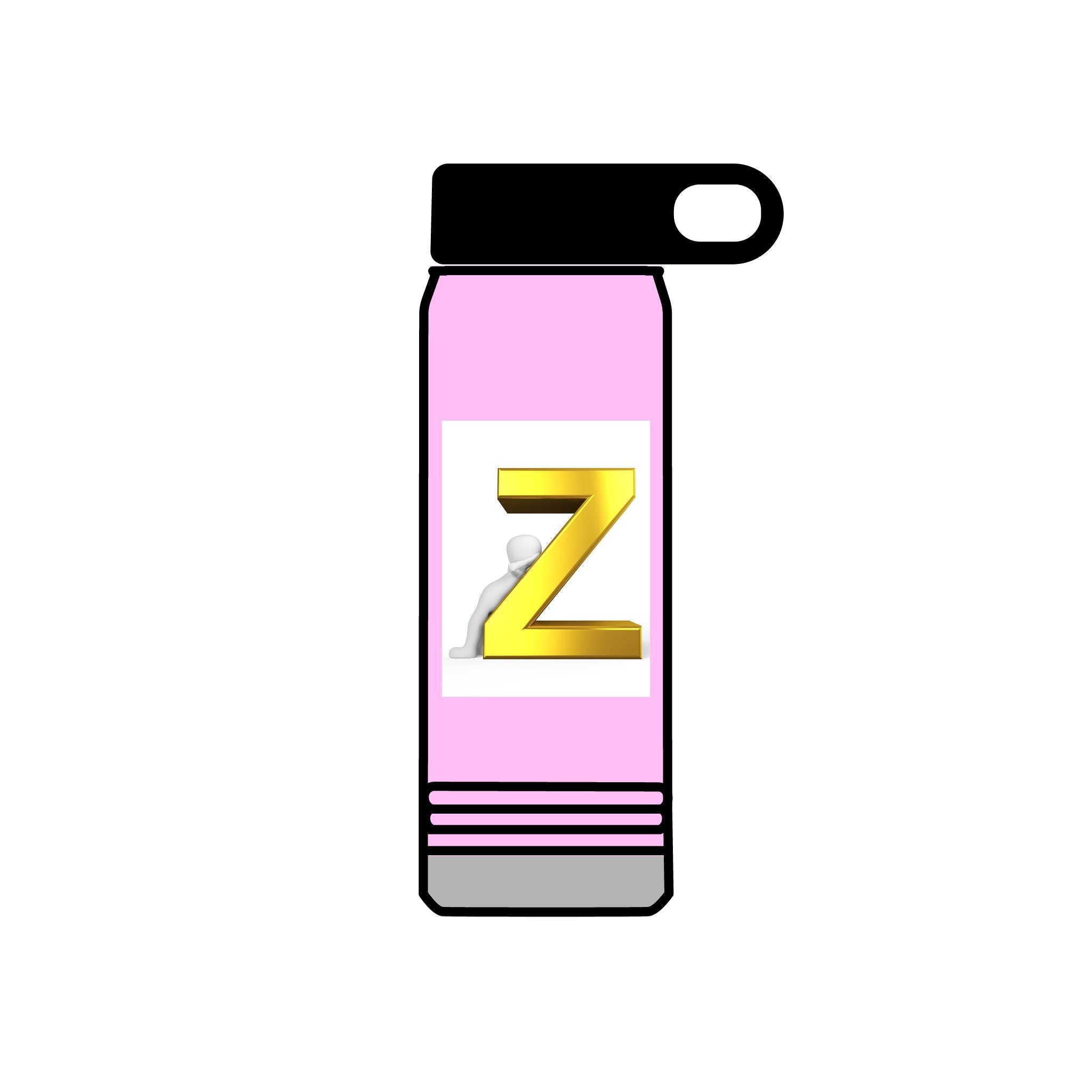 Gold 3D Letter Z Water Bottle | Monogram Initial 20oz