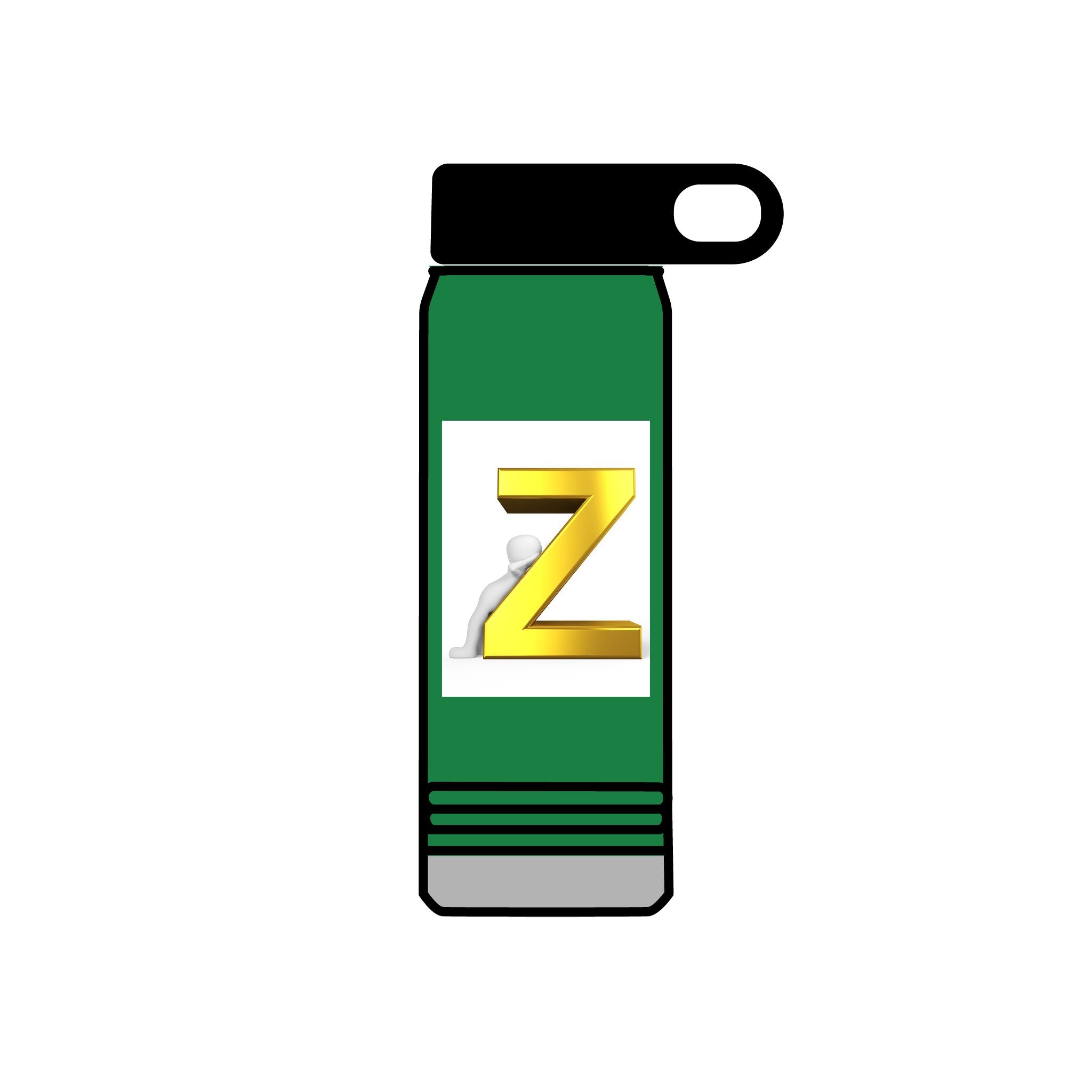 Gold 3D Letter Z Water Bottle | Monogram Initial 20oz